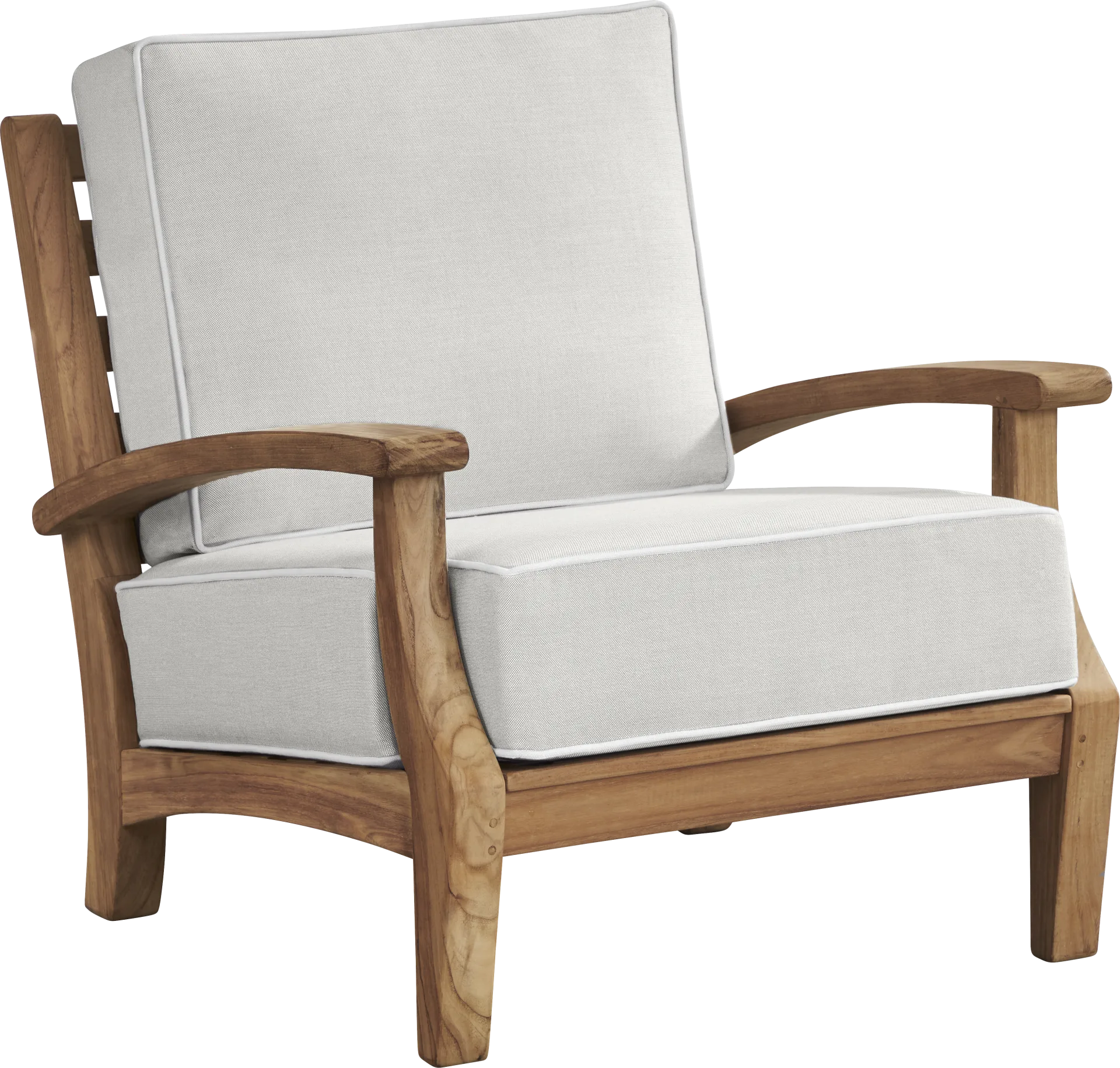 Pleasant Bay Teak Outdoor Chair with Dove Cushions - Image 1