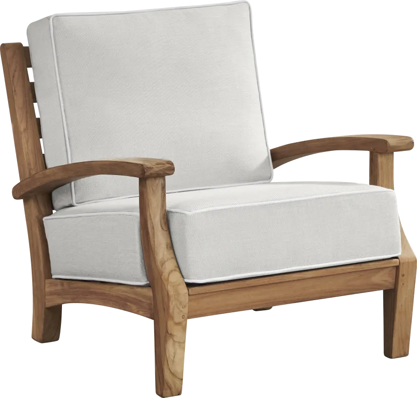 Pleasant Bay Teak Outdoor Chair with Dove Cushions
