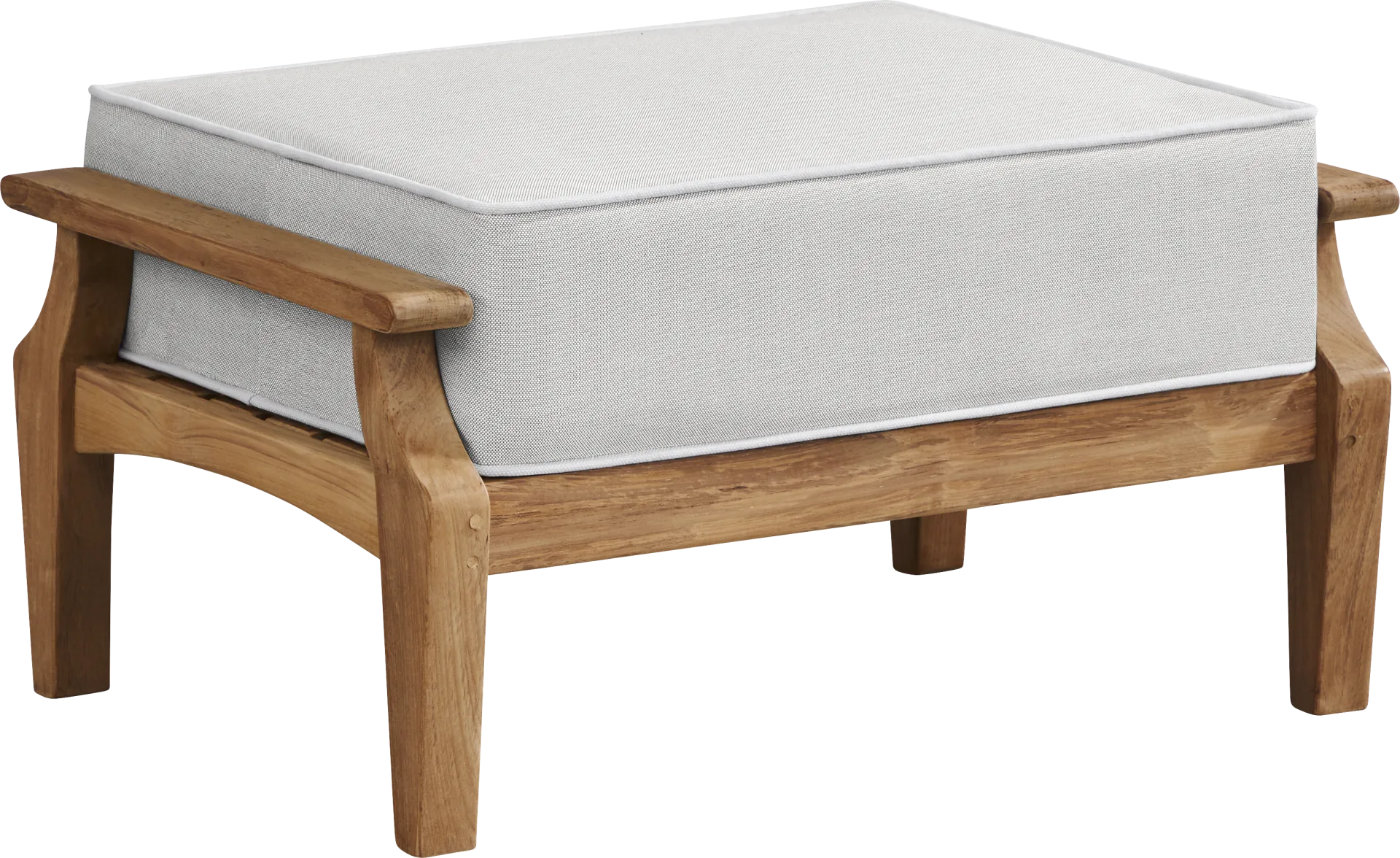 Pleasant Bay Teak Outdoor Ottoman with Dove Cushion - Image 1