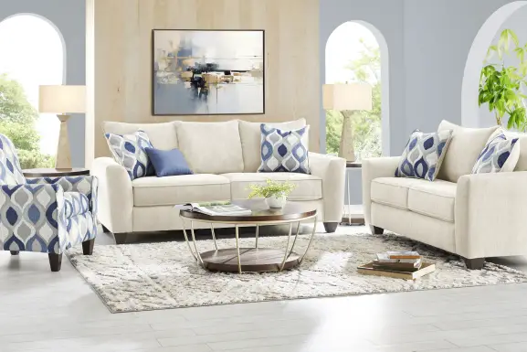 Dennin Heights Beige 8 Pc Living Room with Gel Foam Sleeper Sofa