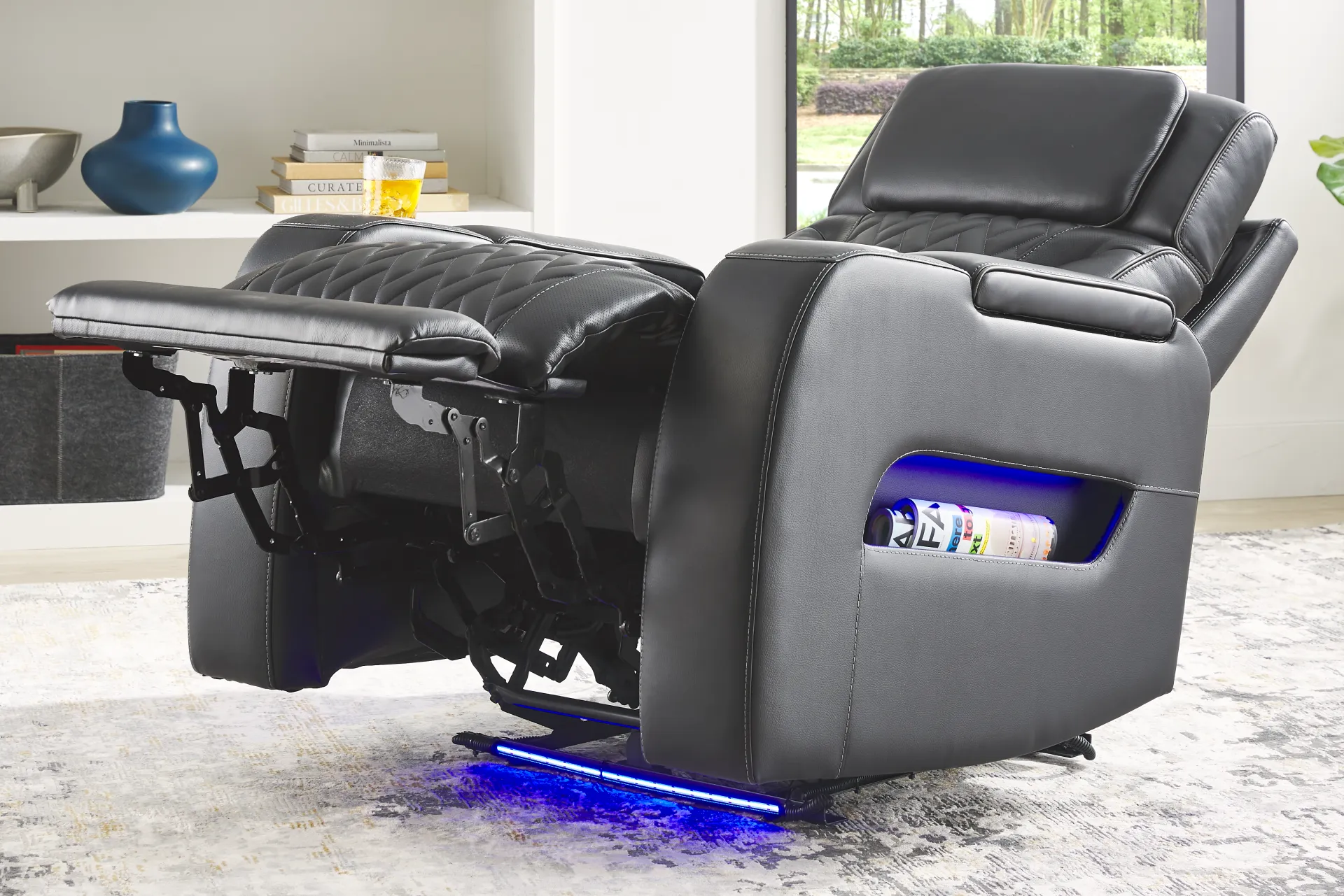 Encore Black Leather Triple Power Recliner - Image 5