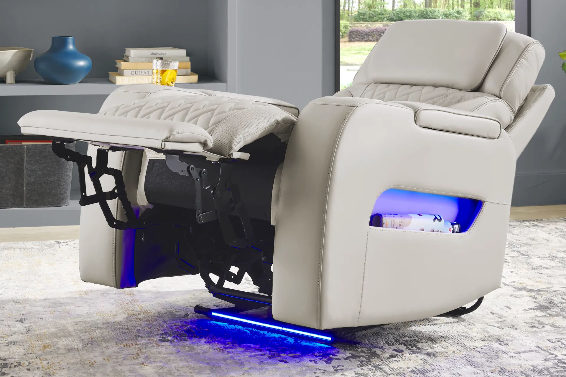 Encore Gray Leather Triple Power Recliner - Image 5