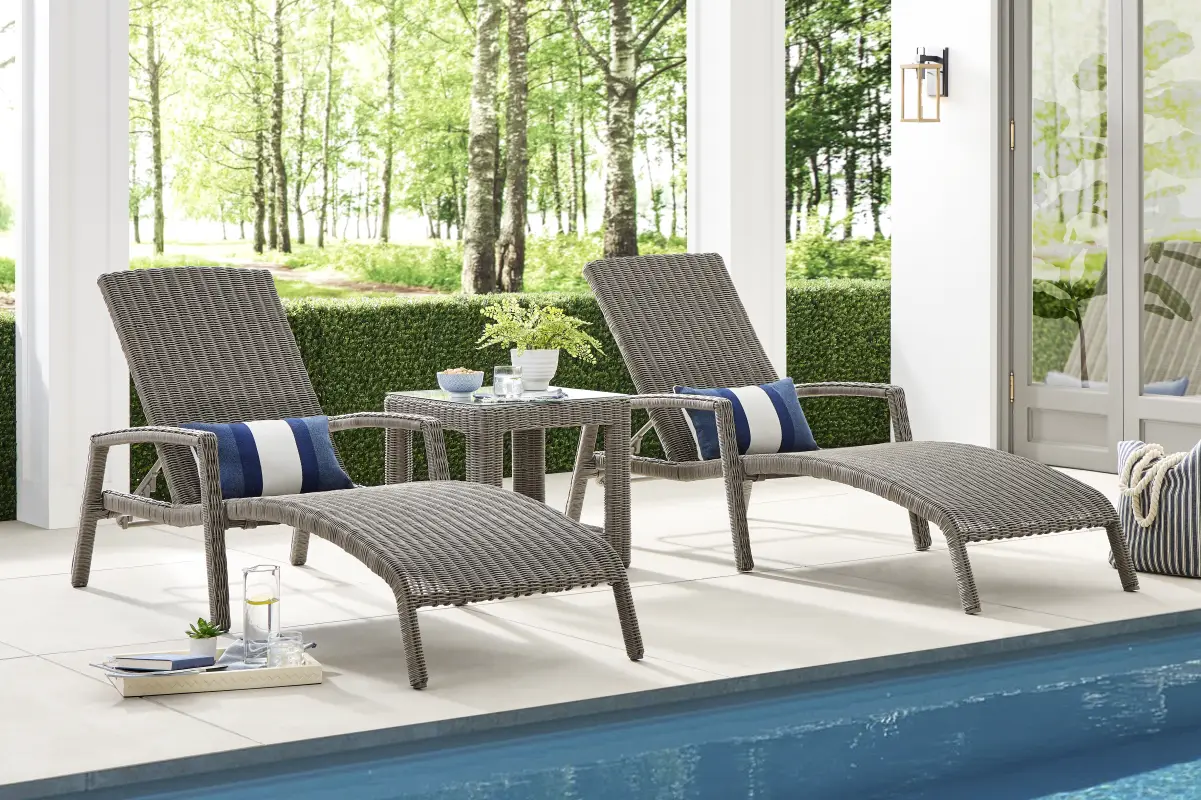 Forest Hills Gray Outdoor Chaise, Set of 2