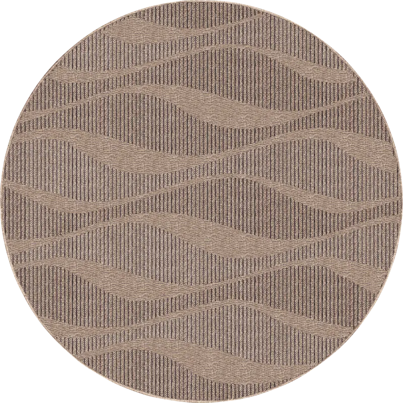 Beykos Taupe 7'10 Round Indoor/Outdoor Rug