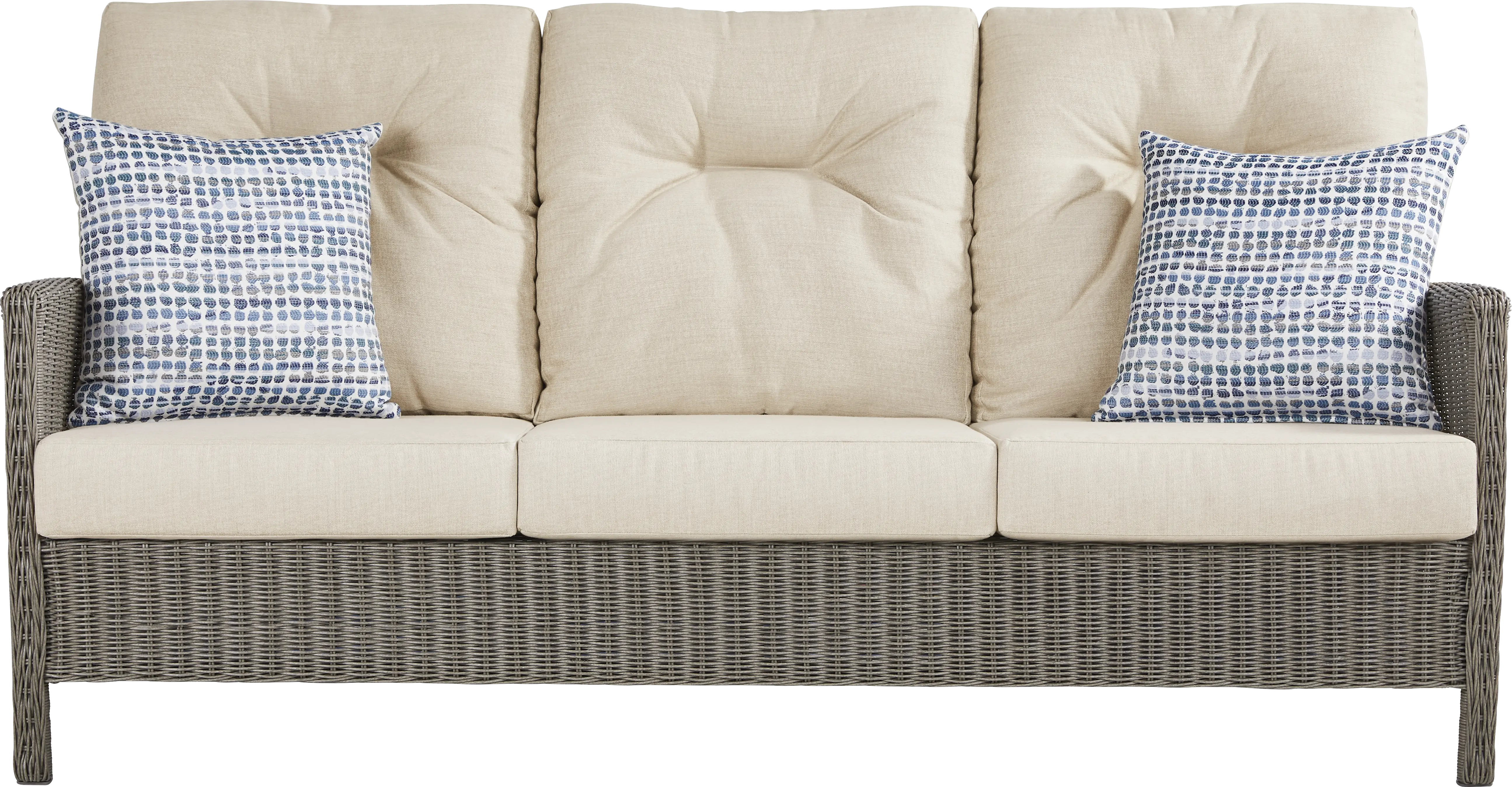 Forest Hills Gray 3 Pc Outdoor Seating Set with Beige Cushions - Thumbnail - Image 2
