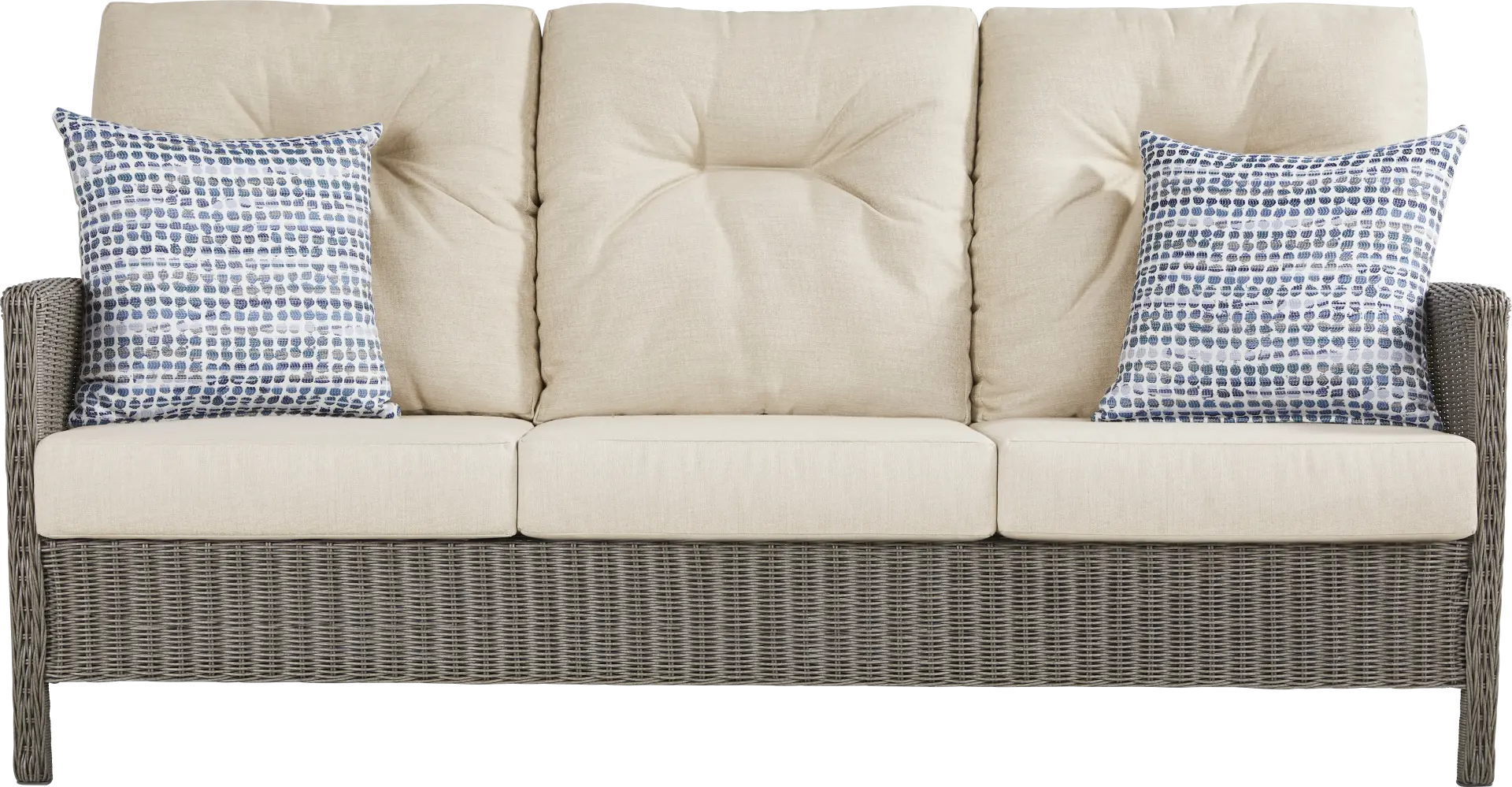 Forest Hills Gray Outdoor Sofa with Beige Cushions