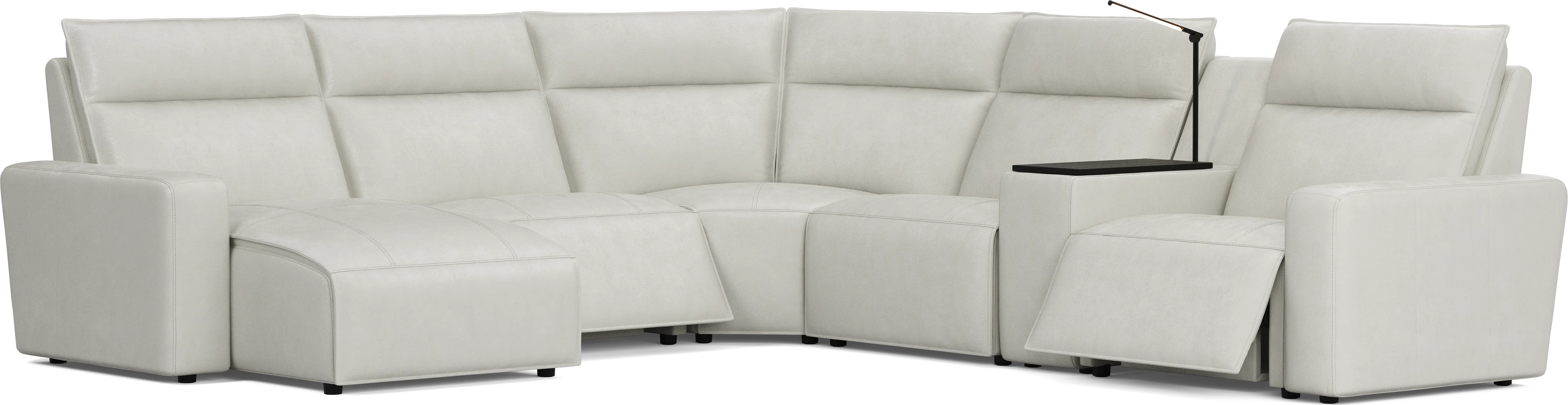 Light Gray Leather 6 Pc Dual Power Reclining ModularTwo - Thumbnail - Image 1