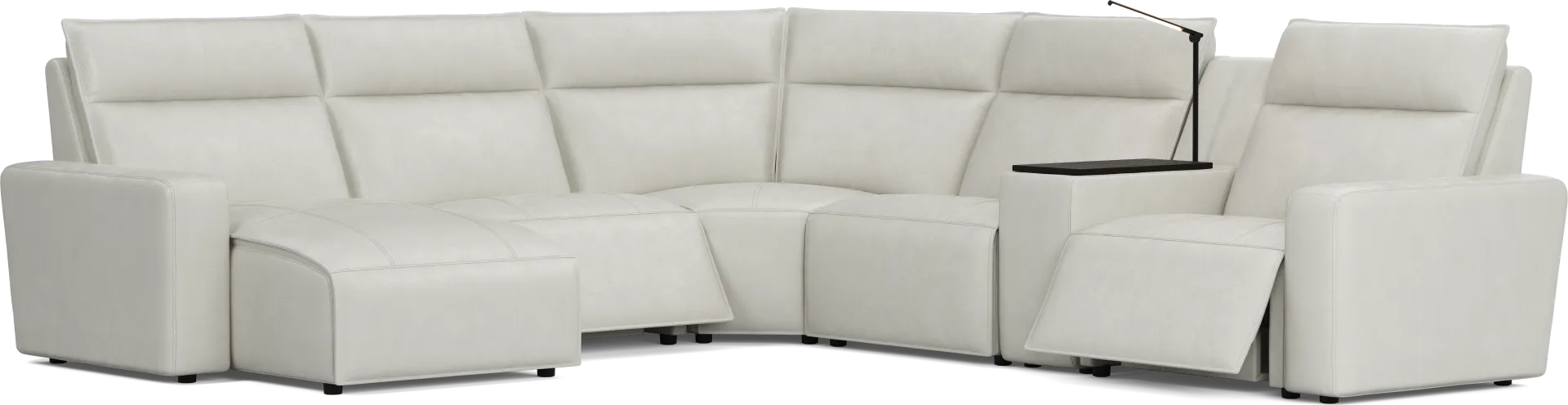 Light Gray Leather 6 Pc Dual Power Reclining ModularTwo - Image 1