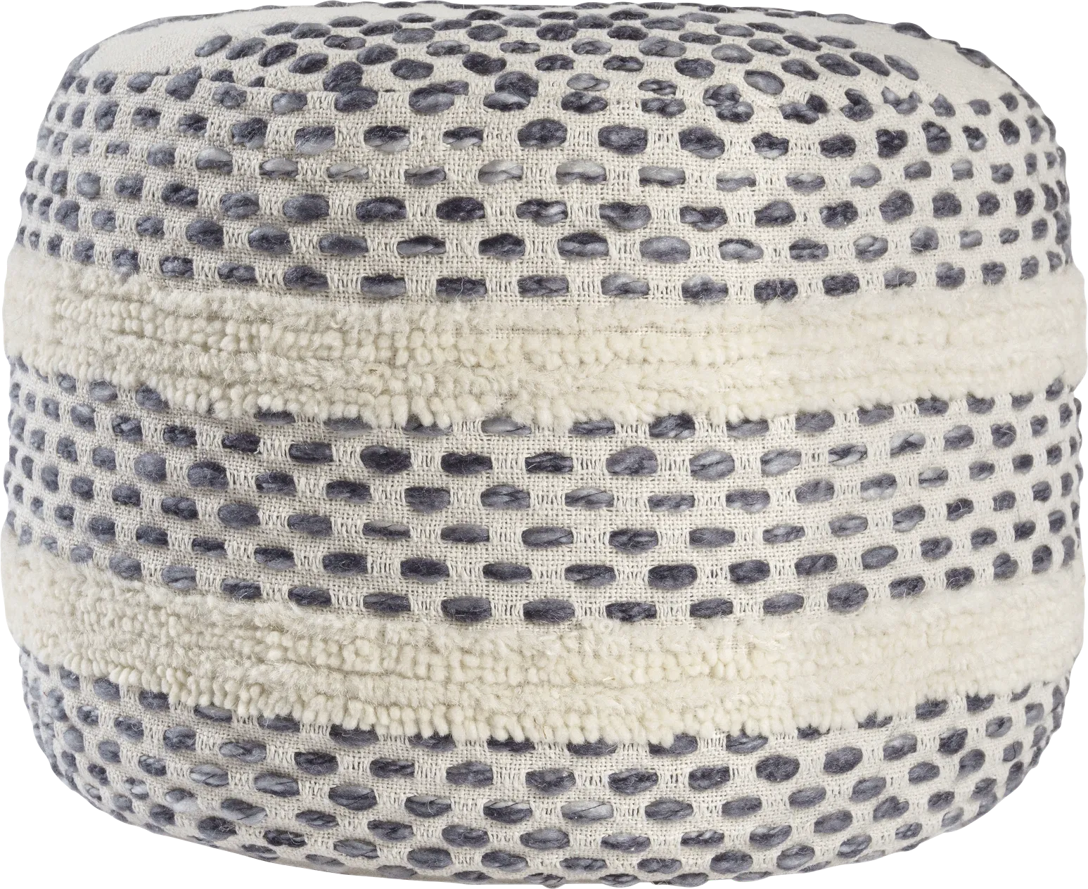 Vaddo Gray/Ivory Pouf - Image 1