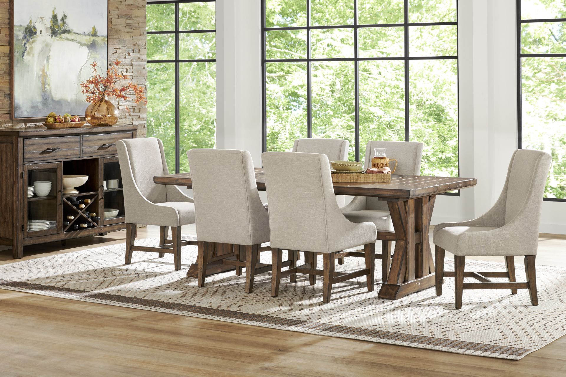 Covered Bridge Tobacco 5 Pc Dining Room with Upholstered Chairs - Image 1