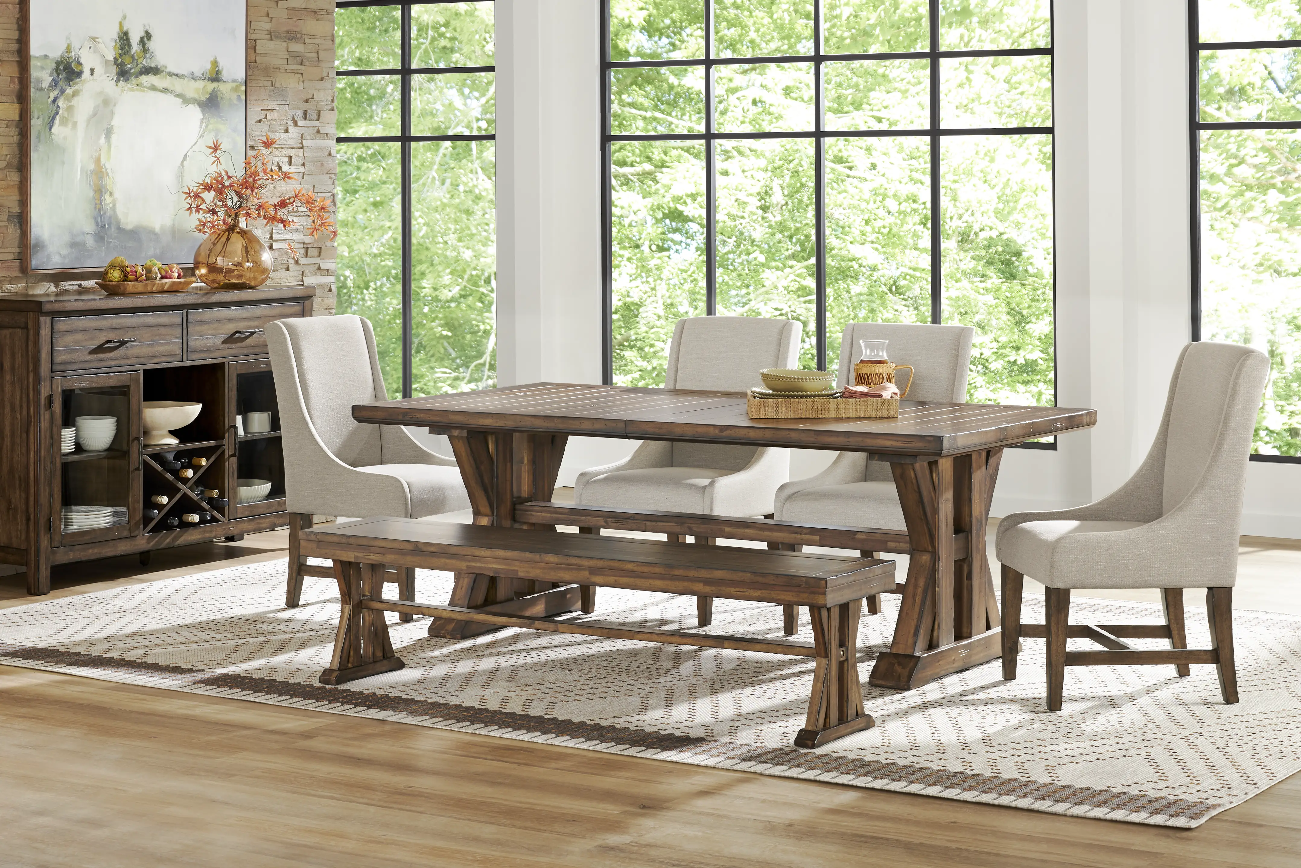 Covered Bridge Tobacco 6 Pc Dining Room with Upholstered Chairs - Thumbnail - Image 1