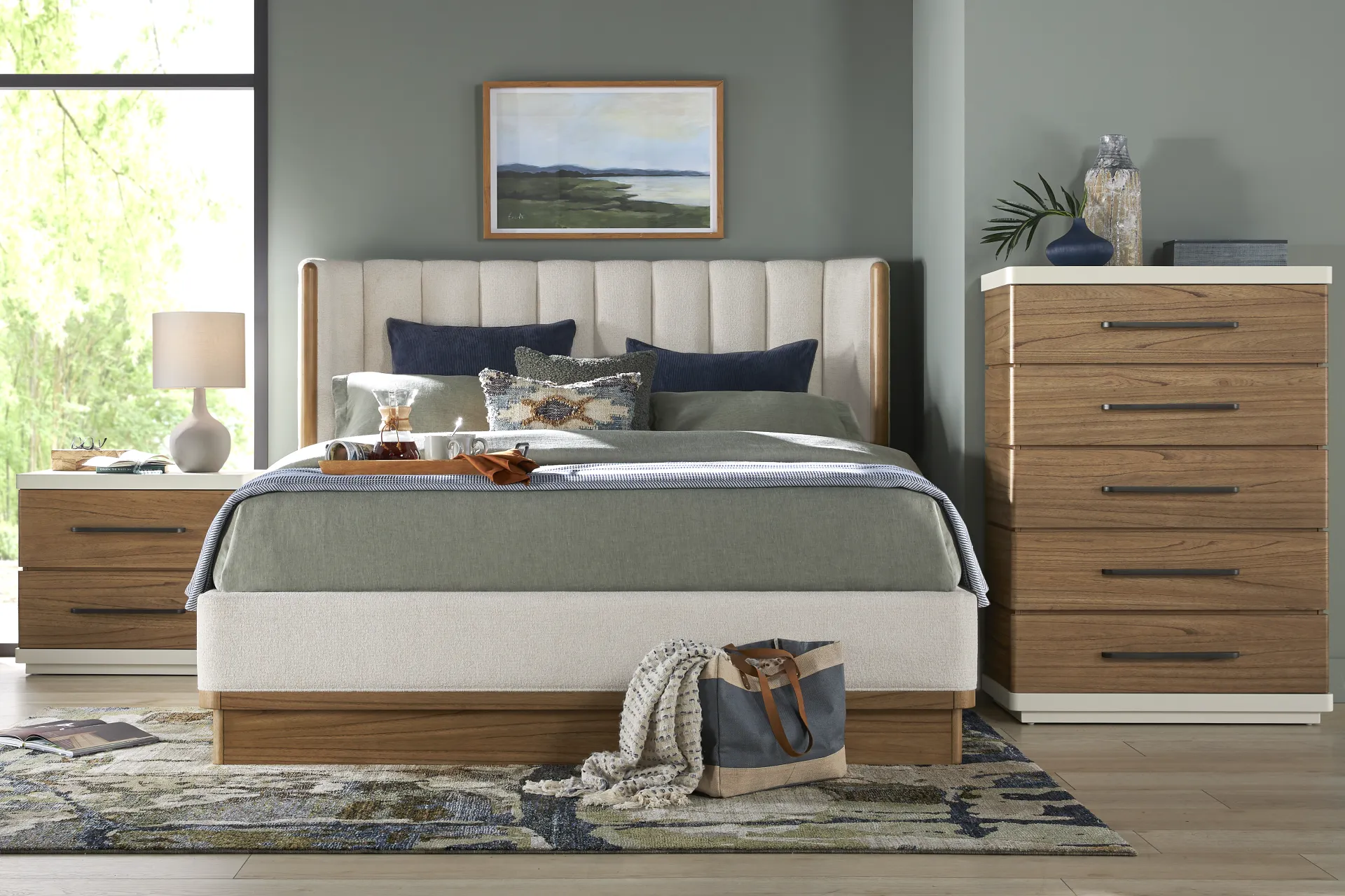 Bristol Bay Brown 3 Pc King Upholstered Bed - Image 1