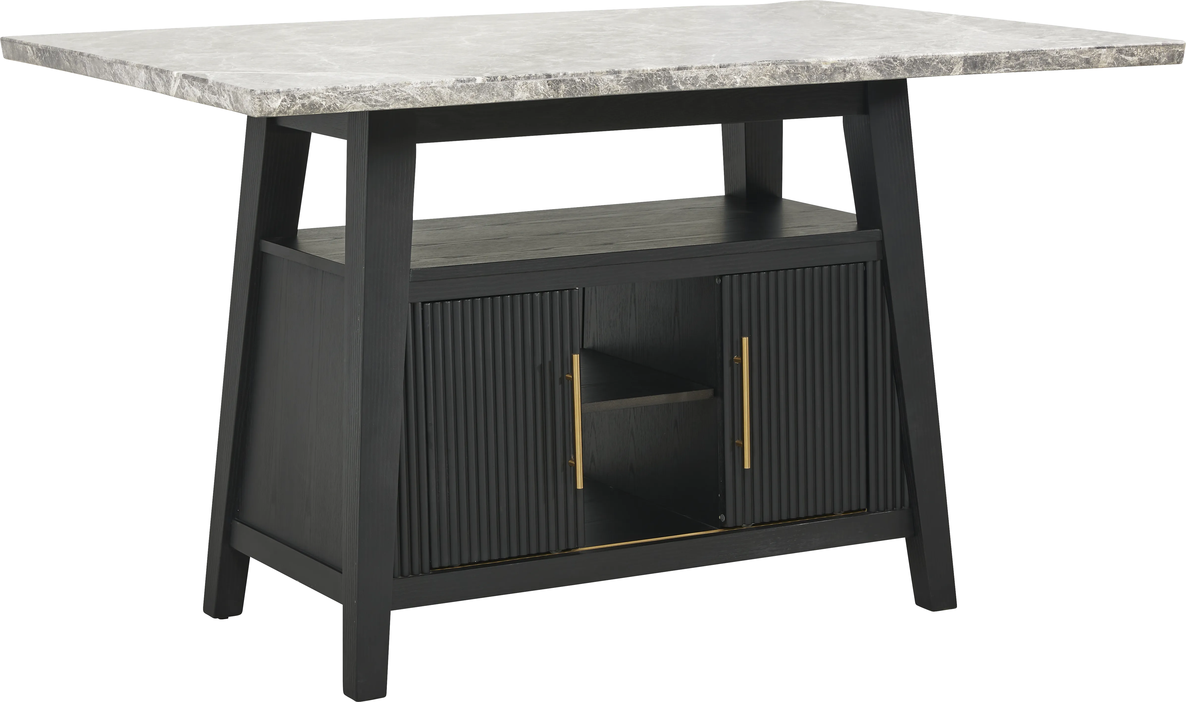 Viola Black Counter Height Marble Top Table - Thumbnail - Image 1