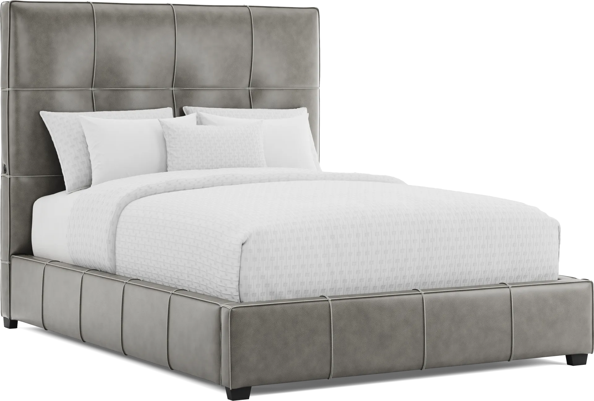 Giselle Gray Leather 3 Pc Queen Bed - Image 1