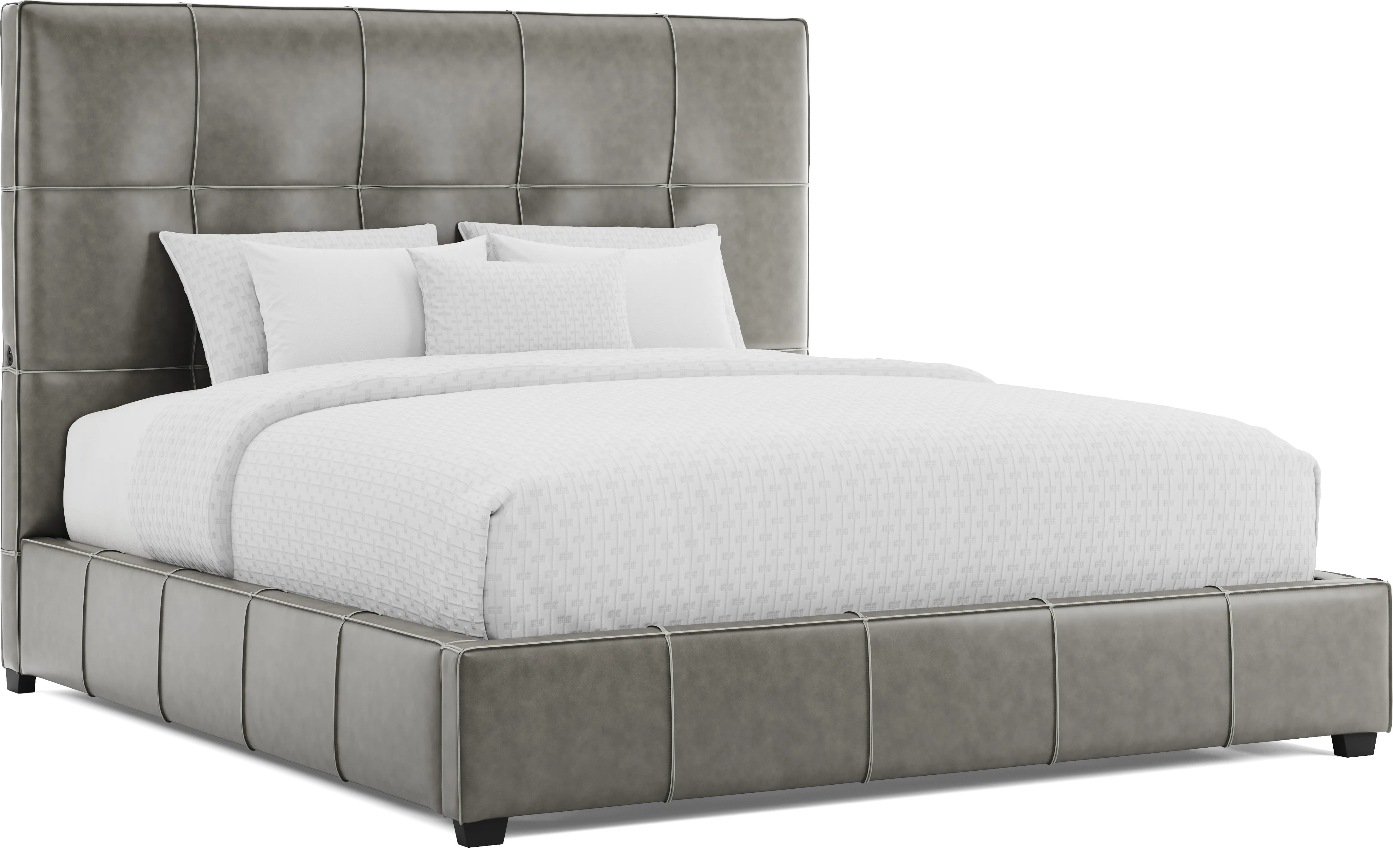 Giselle Gray Leather 3 Pc King Bed - Thumbnail - Image 1
