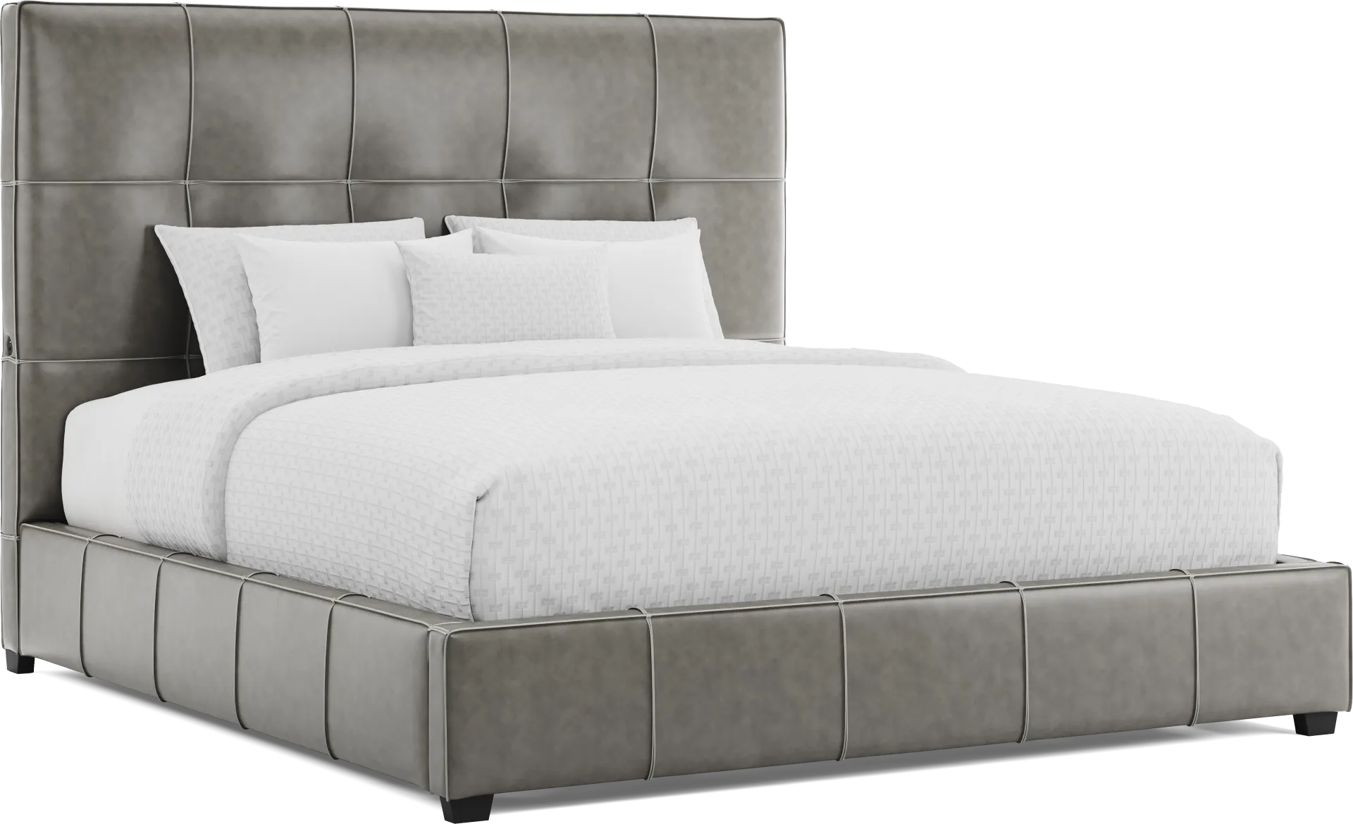 Giselle Gray Leather 3 Pc King Bed - Image 1