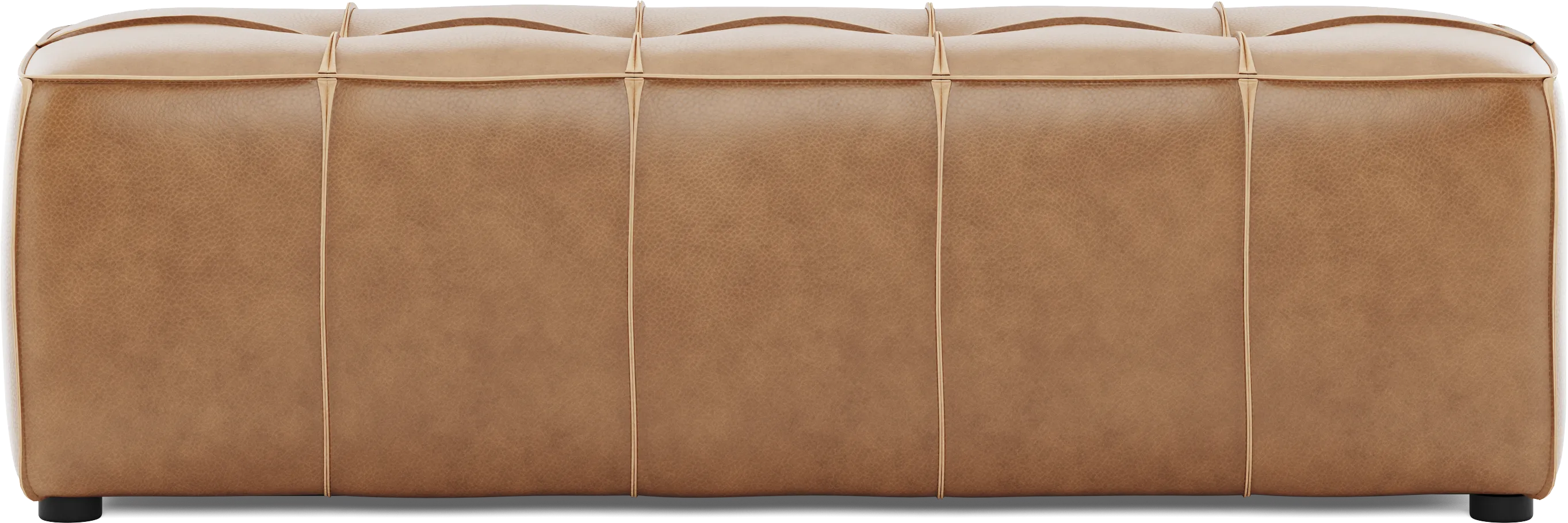 Giselle Camel Brown Leather Bench - Thumbnail - Image 1