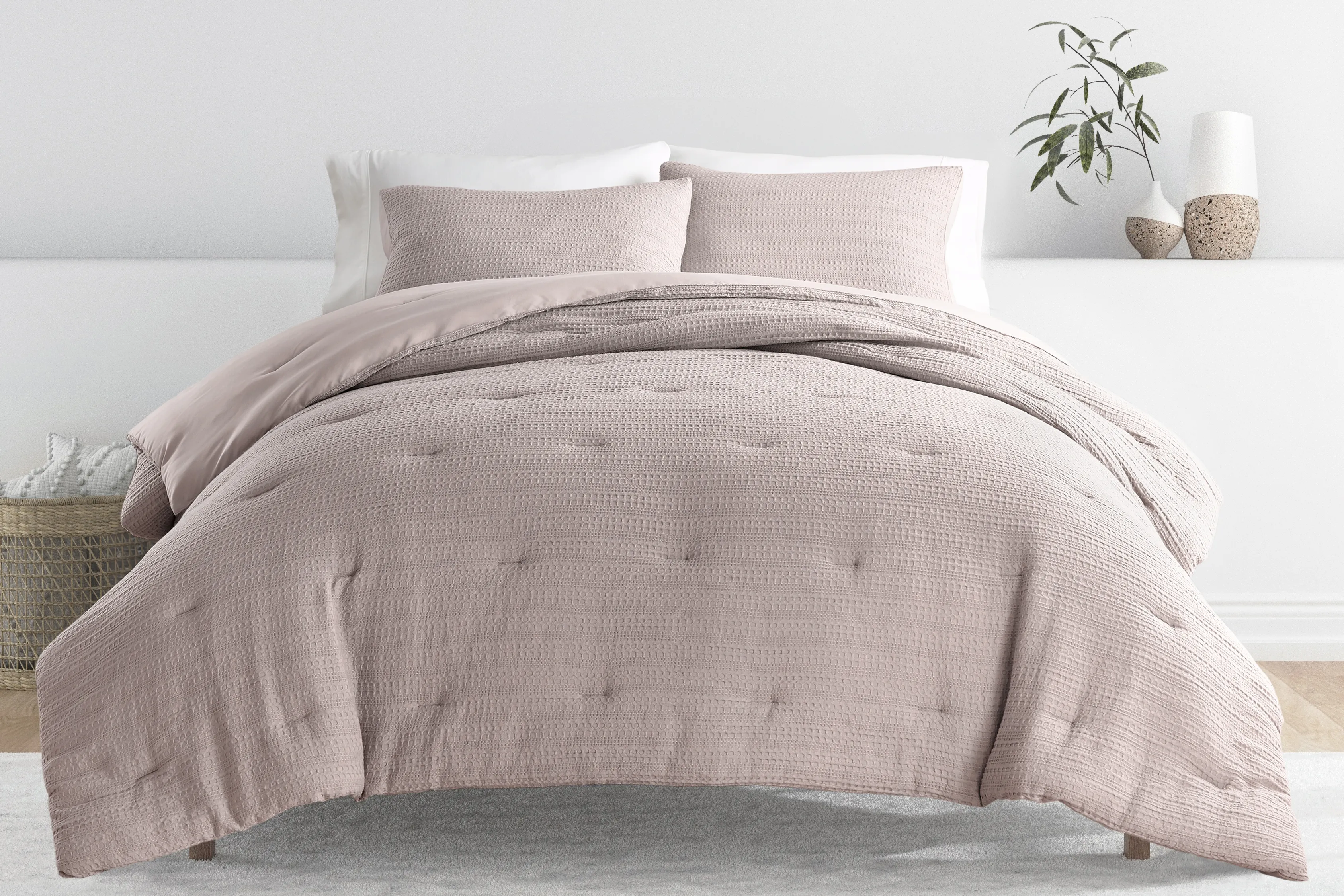 Hoplily Mauve 3pc Queen Comforter Set - Thumbnail - Image 2