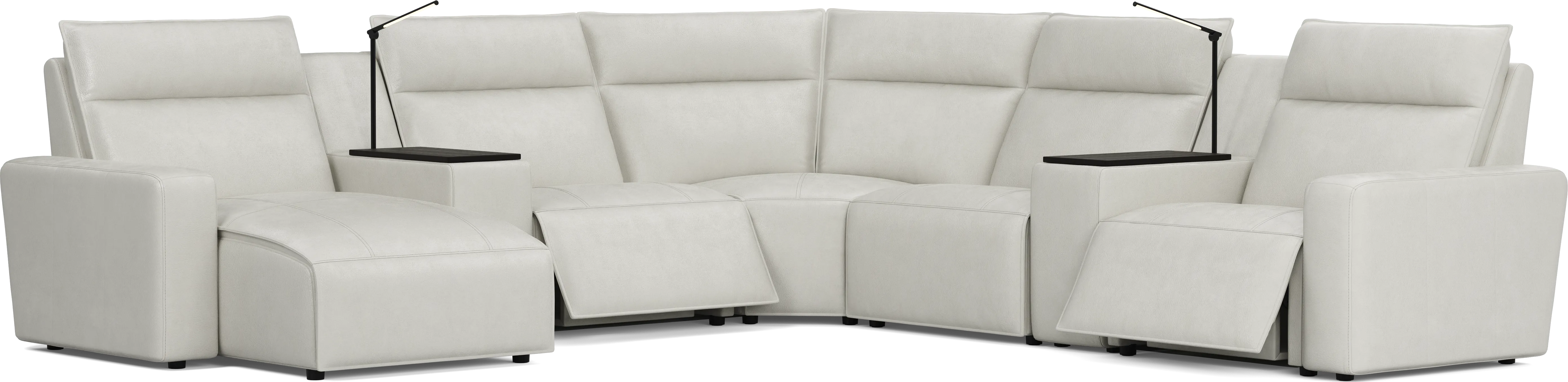 Light Gray Leather 7 Pc Dual Power Reclining ModularTwo - Thumbnail - Image 1