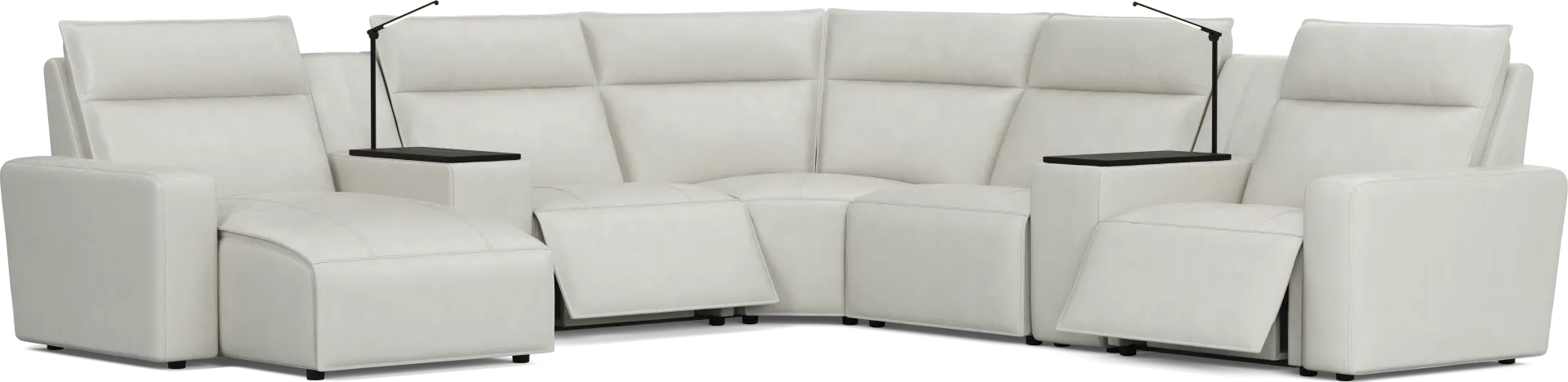 Light Gray Leather 7 Pc Dual Power Reclining ModularTwo - Image 1