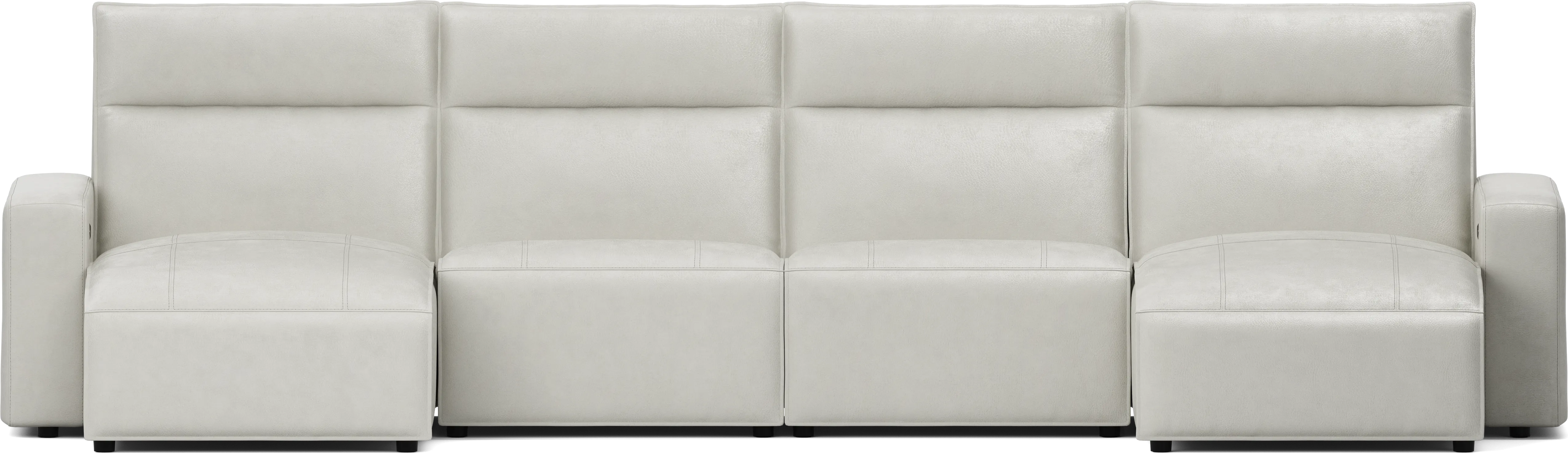 Light Gray Leather 4 Pc Dual Power Reclining ModularTwo - Thumbnail - Image 1