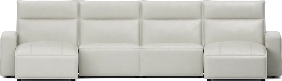 Light Gray Leather 4 Pc Dual Power Reclining ModularTwo