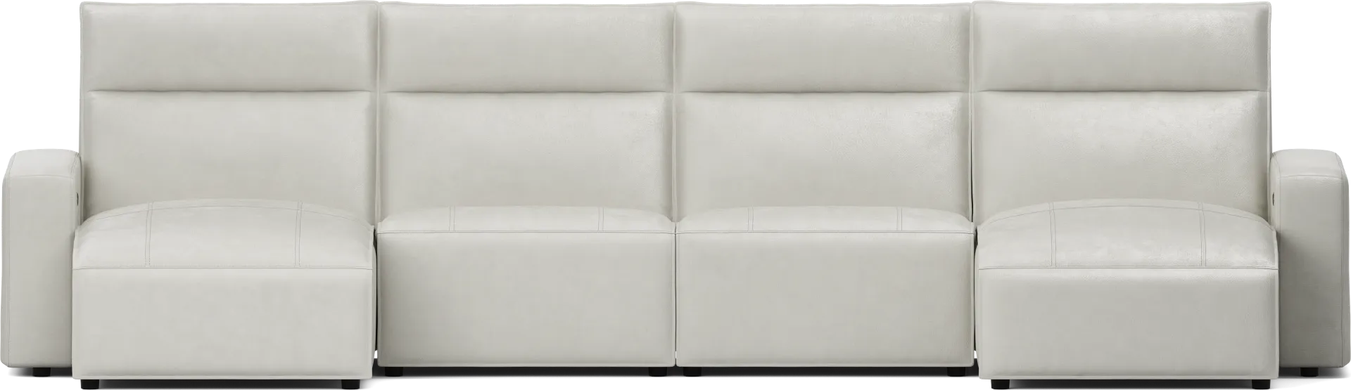 Light Gray Leather 4 Pc Dual Power Reclining ModularTwo - Image 1