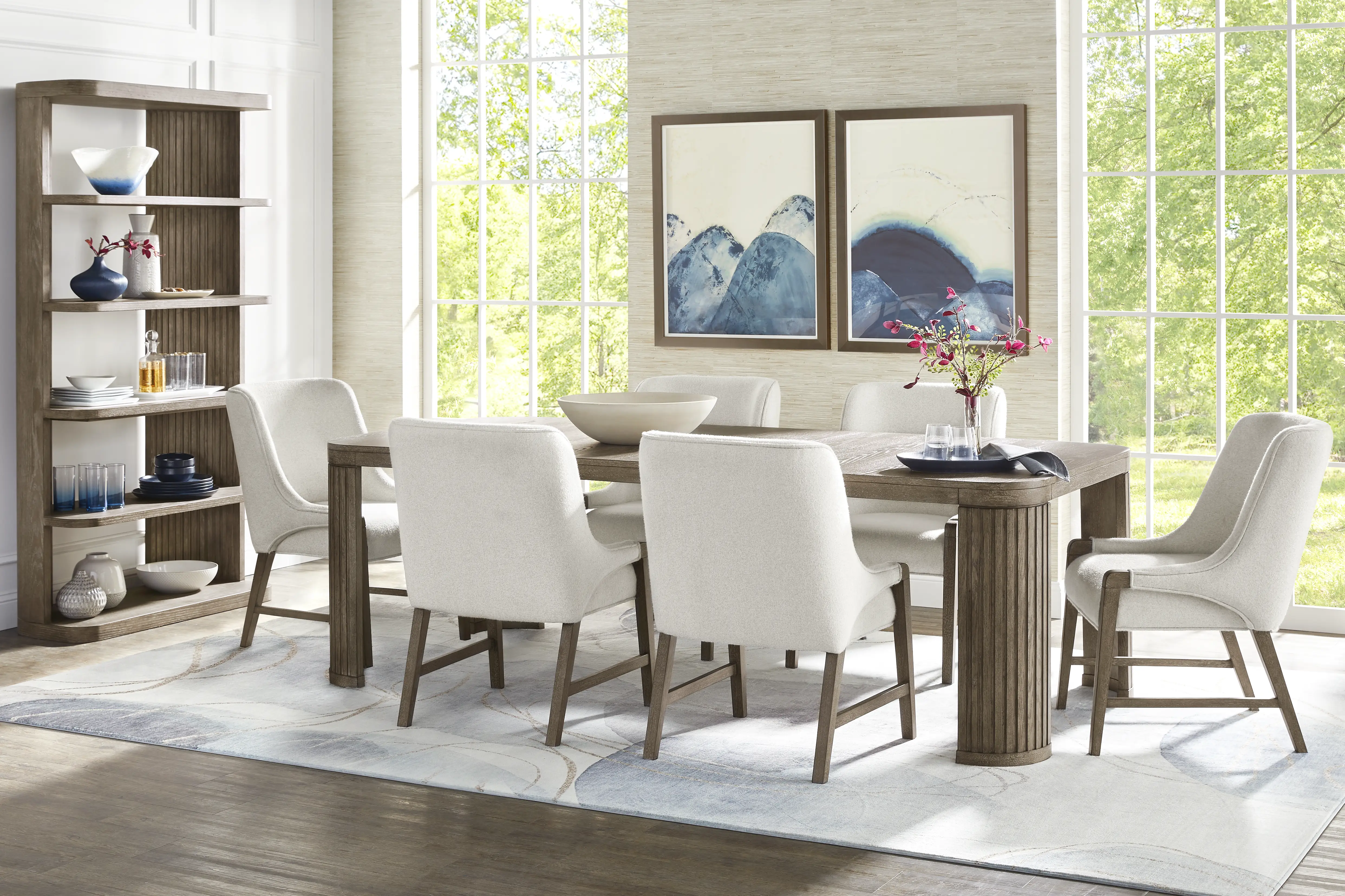 Sausalito Brown 7 Pc Dining Room with Upholstered Chairs - Thumbnail - Image 1