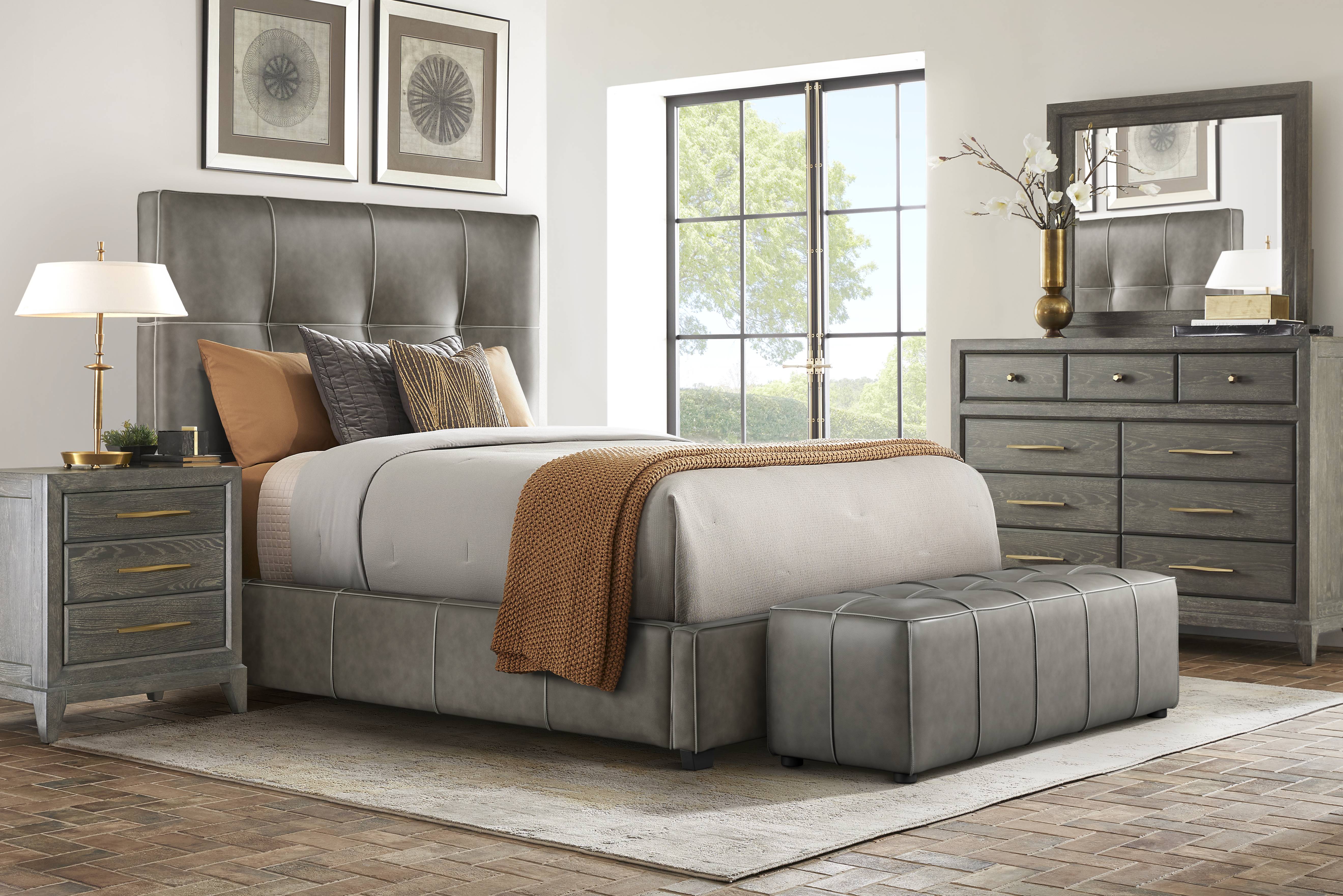 Cindy Crawford Home Kailey Park Charcoal 5 Pc Bedroom with Gray King Upholstered Bed - Thumbnail - Image 1