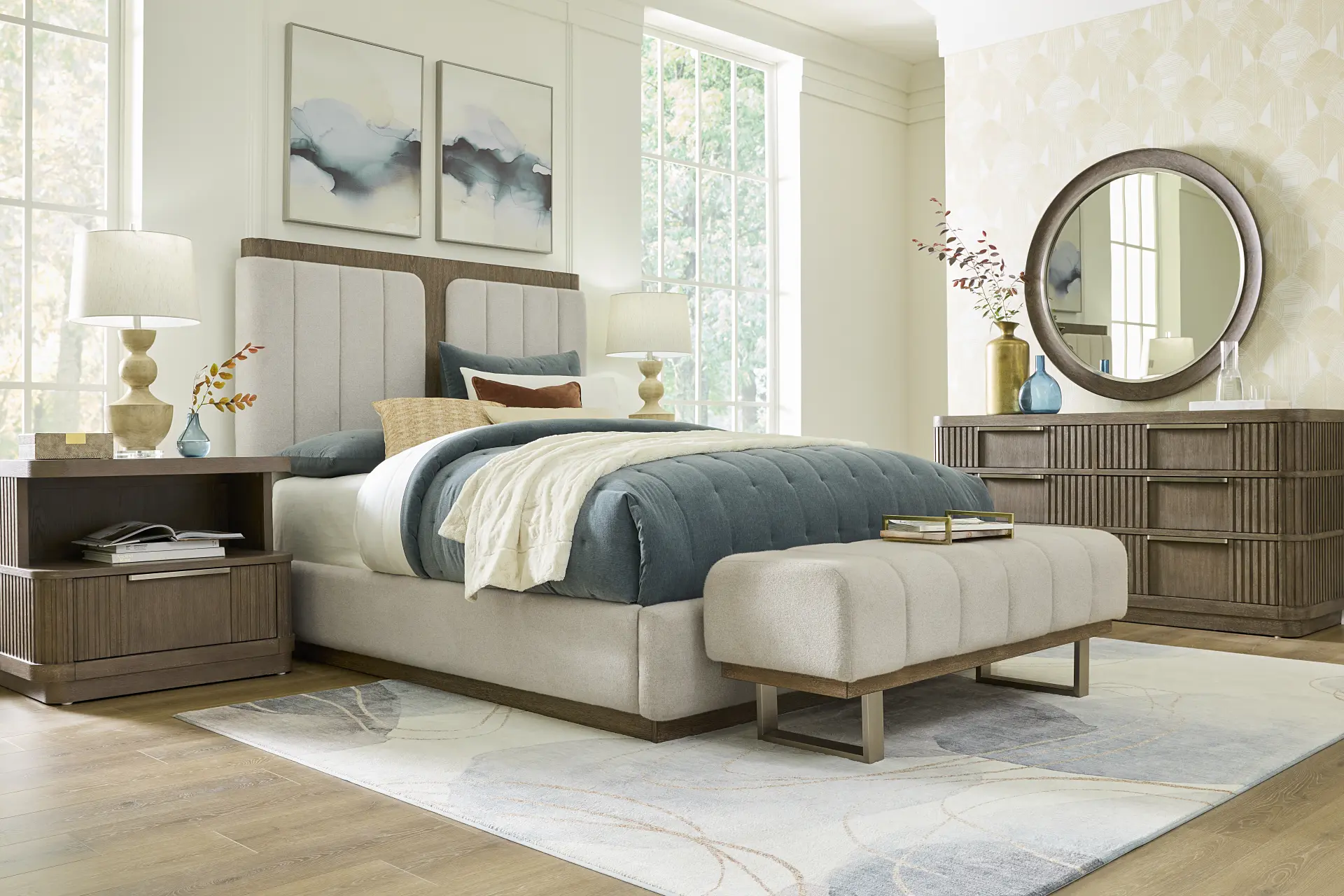 Sausalito Brown 7 Pc King Upholstered Bedroom