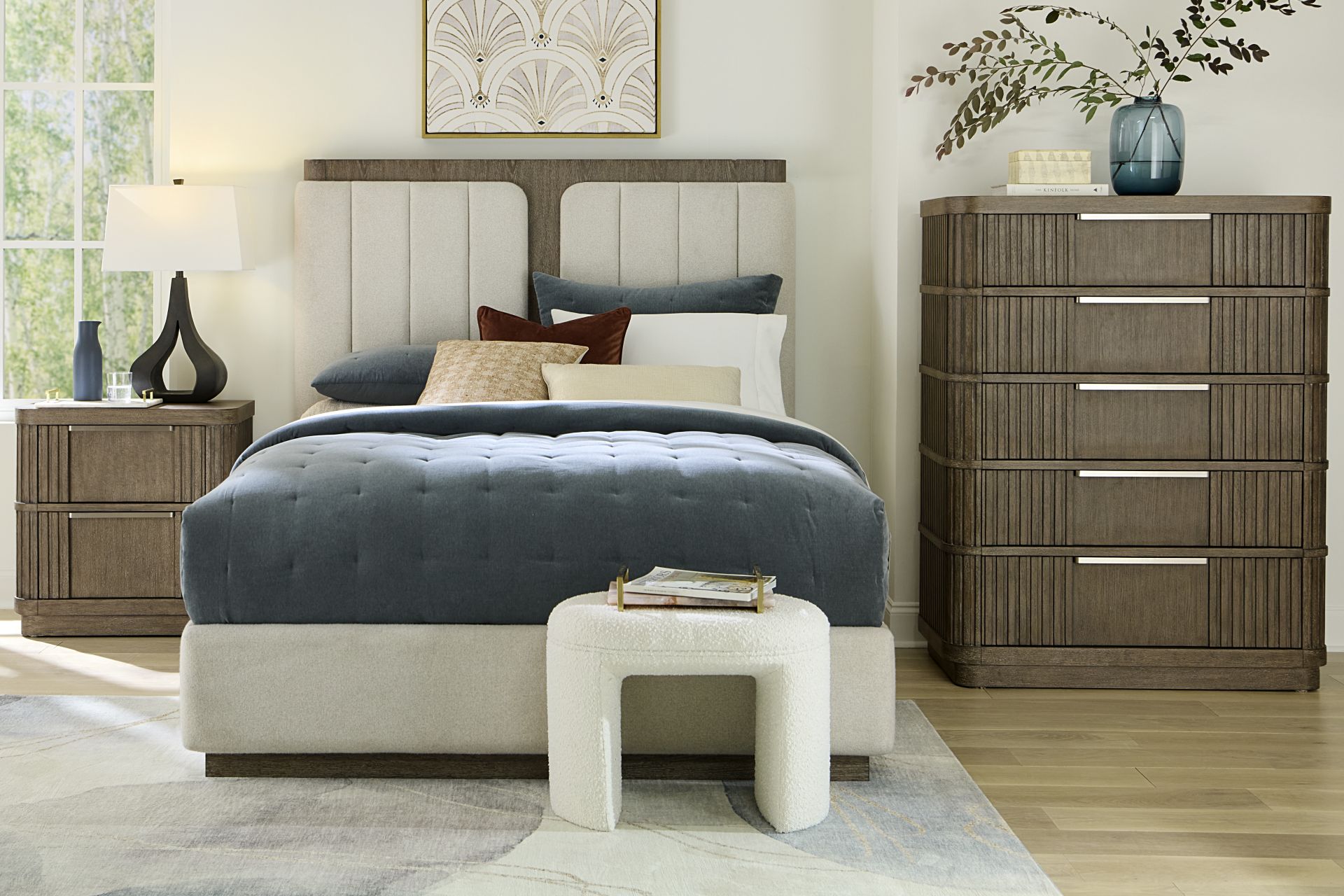 Sausalito Brown 5 Pc King Upholstered Bedroom - Image 1