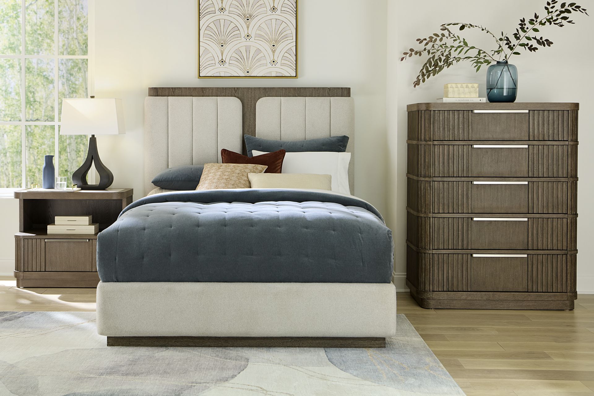 Sausalito Brown 5 Pc King Upholstered Bedroom - Image 1