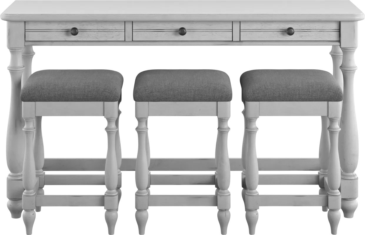 Leoli White Bar Table with Stools