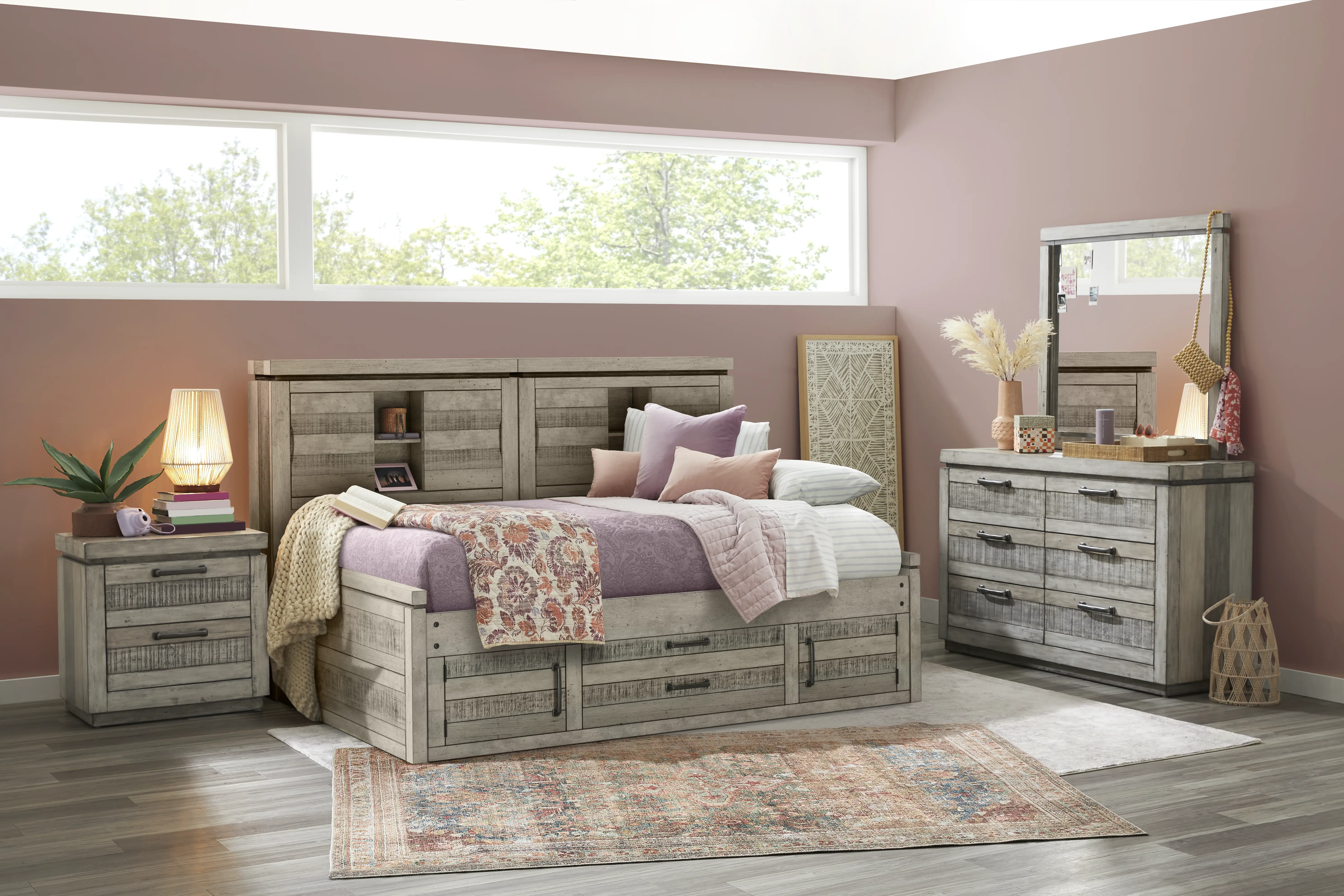 Kids Westover Hills Jr Gray Full Bookcase Wall Bed with Storage Side Rail - Thumbnail - Image 2