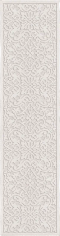 Mizuki Off-White 1'11 x 7'6 Indoor/Outdoor Runner Rug