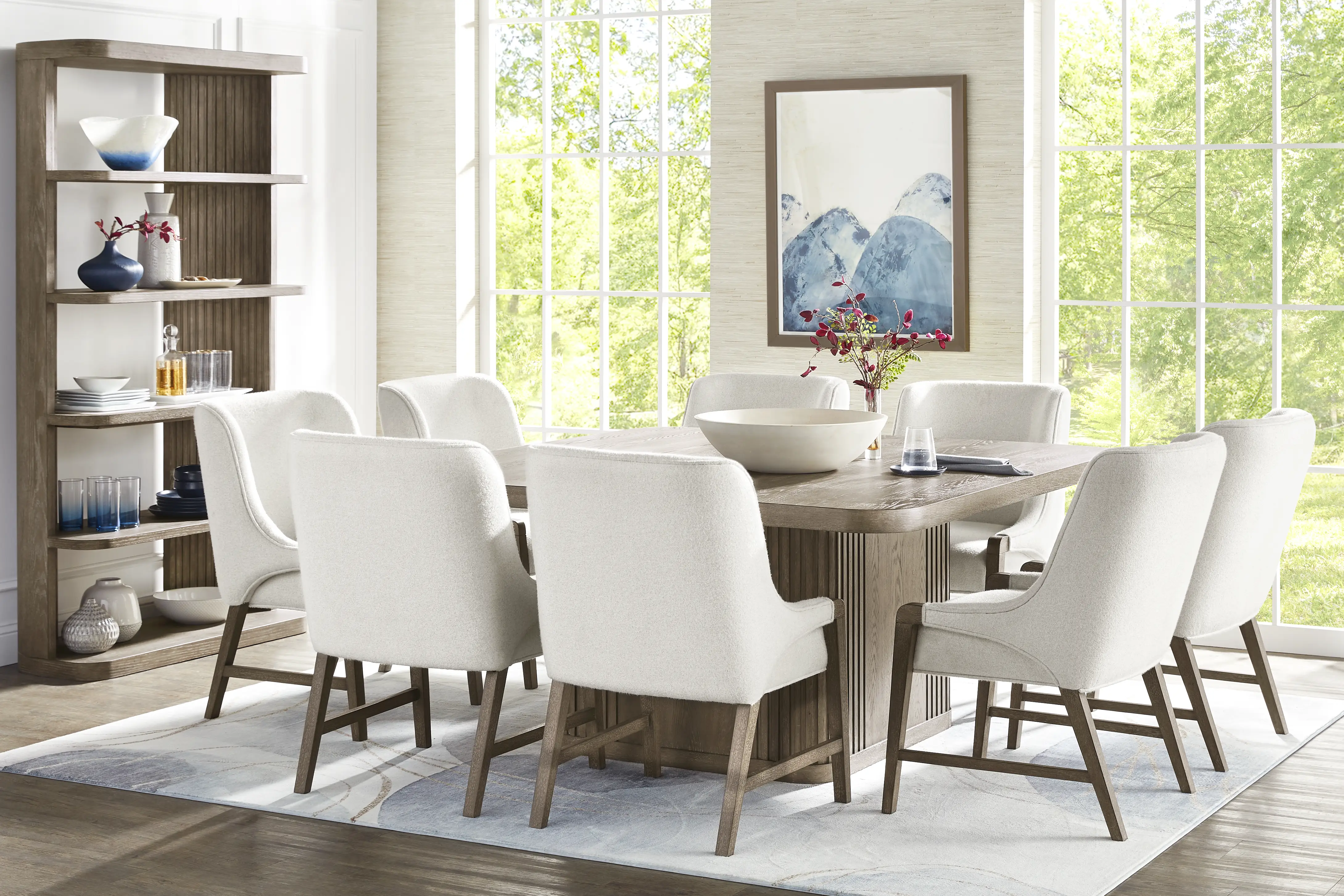 Sausalito Brown 7 Pc Dining Room with Upholstered Chairs - Thumbnail - Image 1