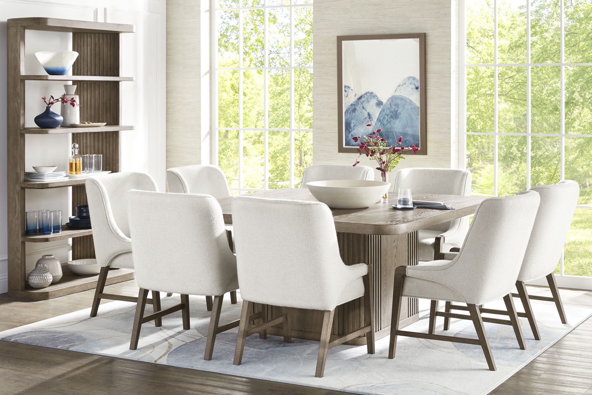Sausalito Brown 7 Pc Dining Room with Upholstered Chairs - Image 1