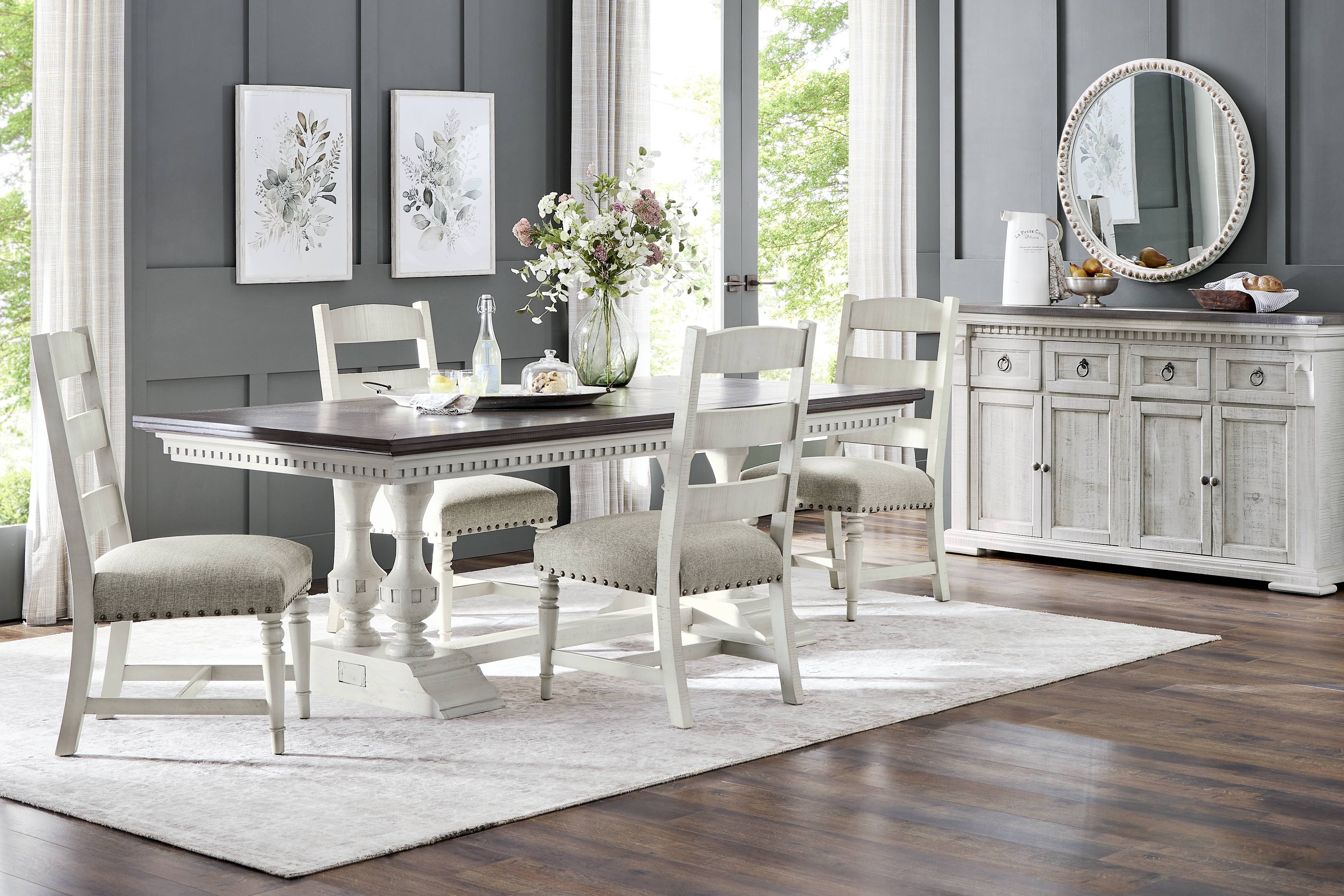 Crestwell Manor White 5 Pc 85 in. Dining Room - Thumbnail - Image 1