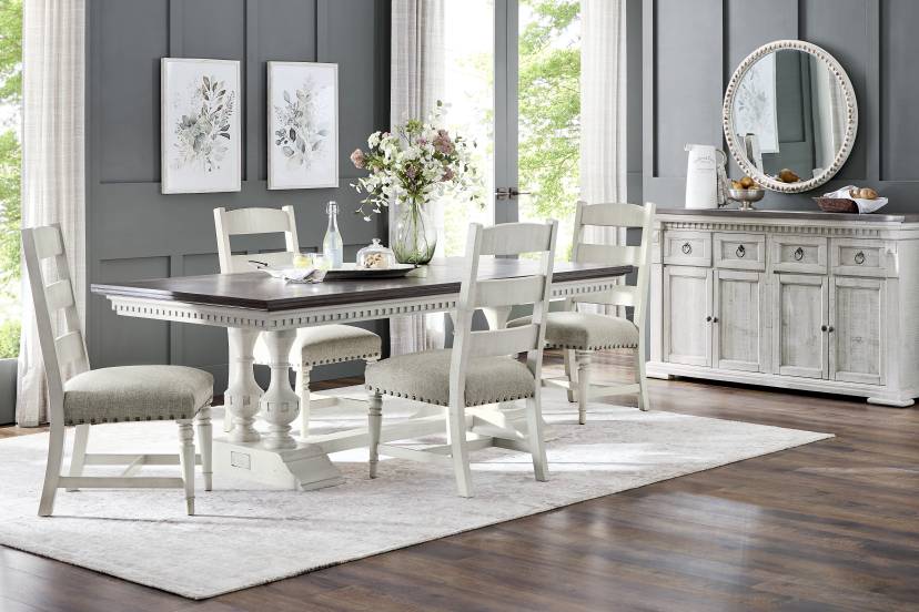 Crestwell Manor White 5 Pc 85 in. Dining Room