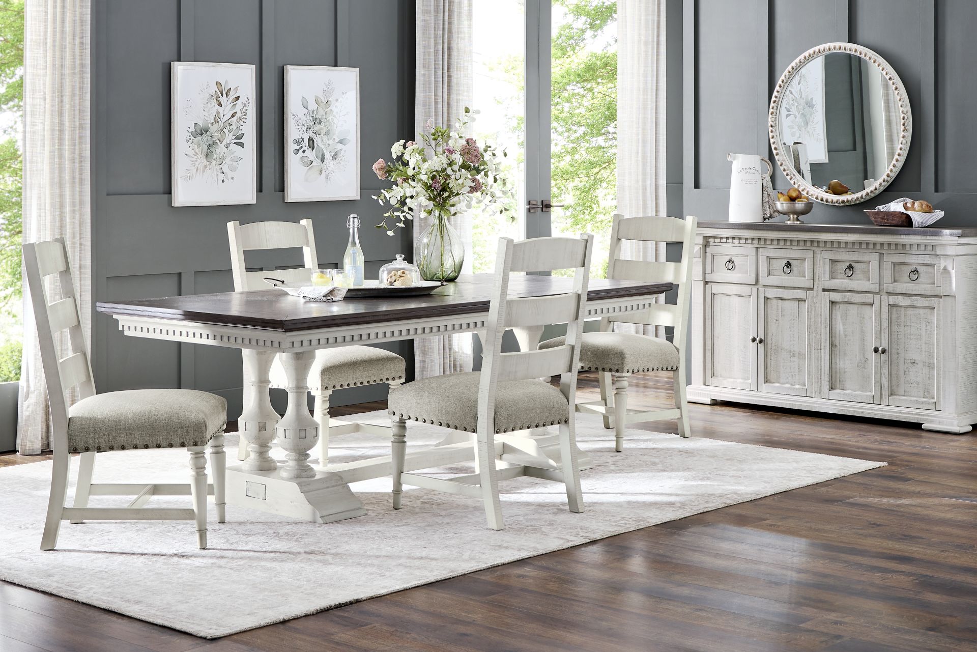Crestwell Manor White 5 Pc 85 in. Dining Room - Image 1