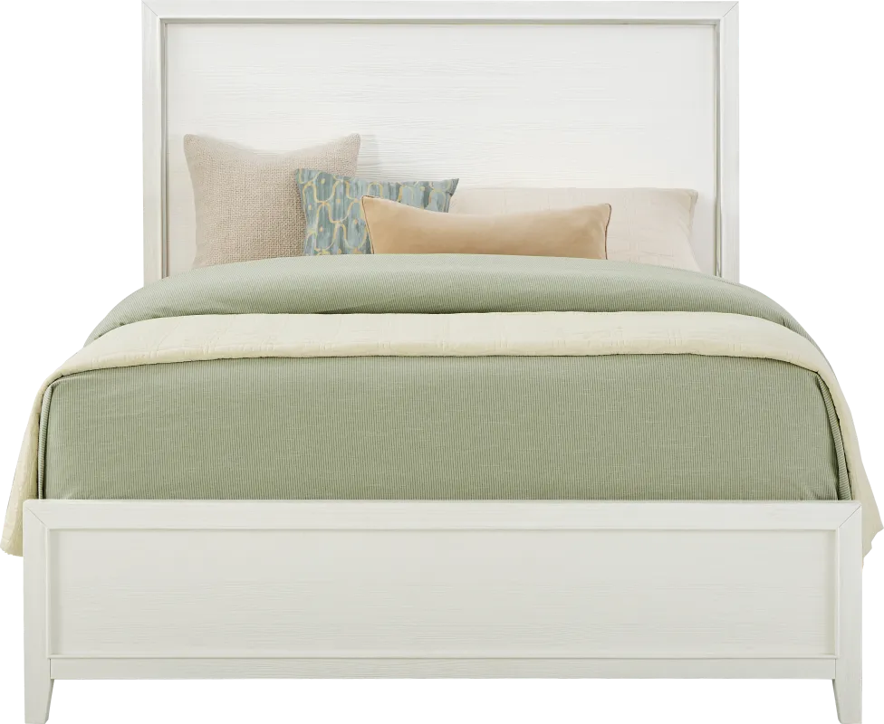Aruba White 3 Pc Queen Panel Bed