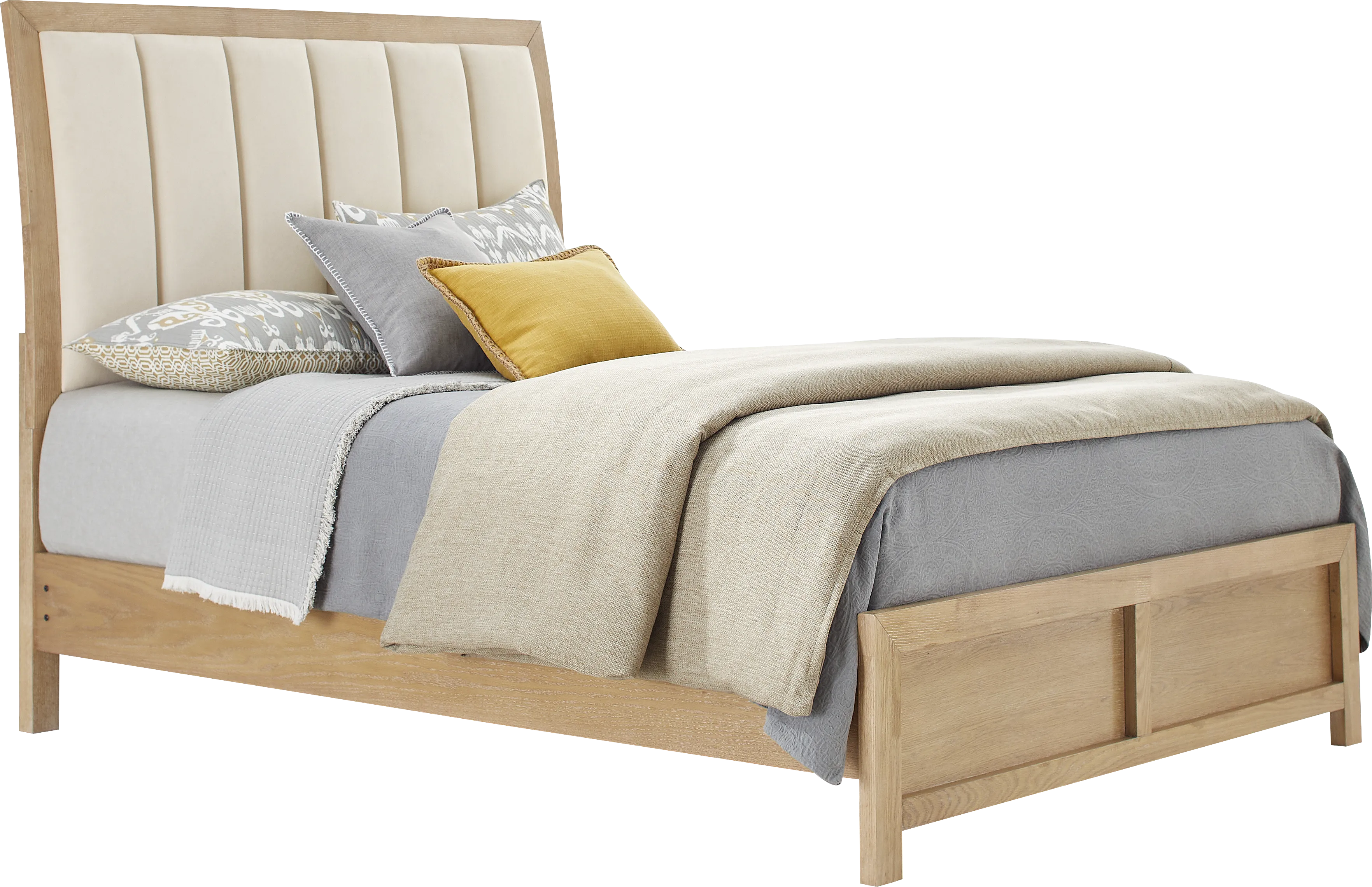 Woodley Natural 7 Pc King Upholstered Bedroom - Thumbnail - Image 2