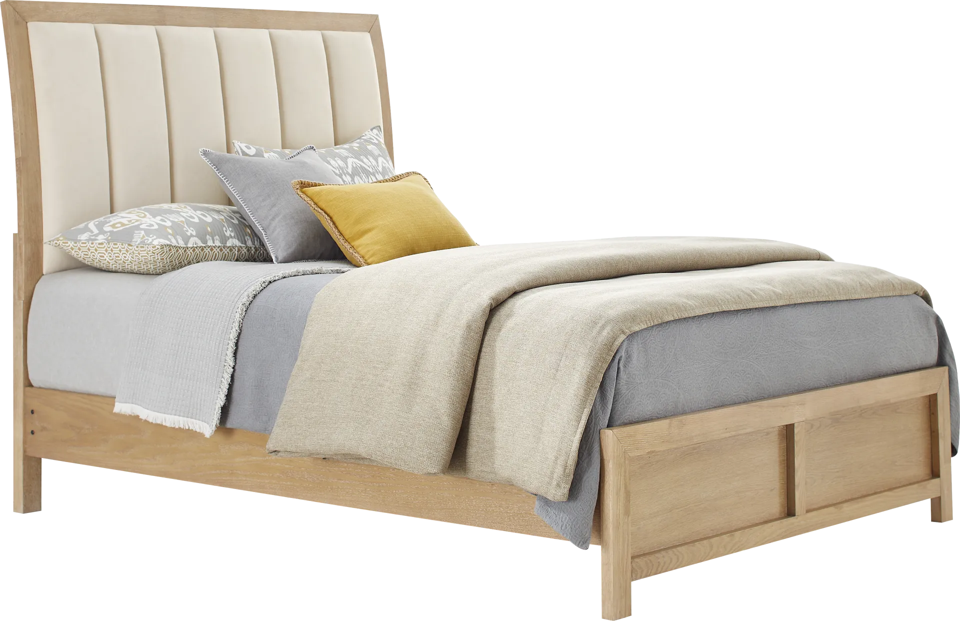 Woodley Natural 3 Pc King Upholstered Bed - Image 1