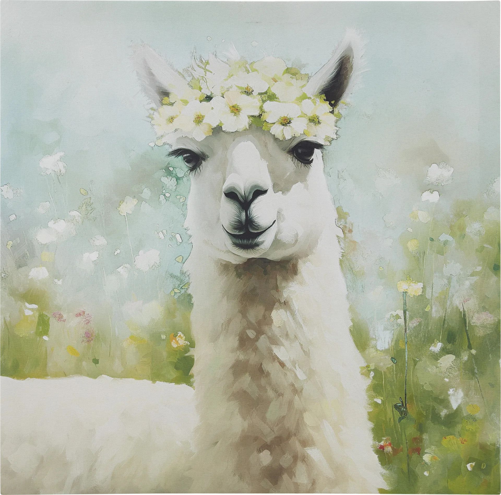 Flower Llama Green Wall Decor - Image 1