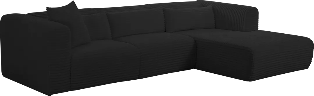 Cableswynd Black 3 Pc Right Arm Chaise Sectional
