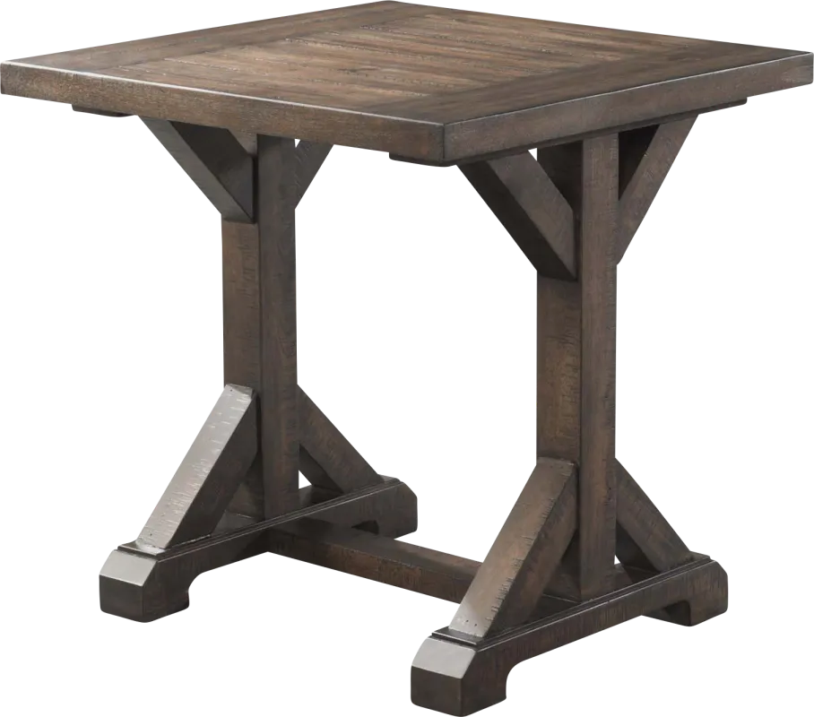 Pixystem Walnut Trestle End Table