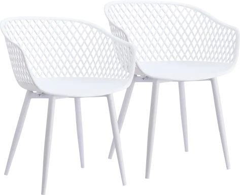 Auraria White Outdoor Arm Chair, Set of 2