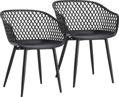 Auraria Black Outdoor Arm Chair, Set of 2