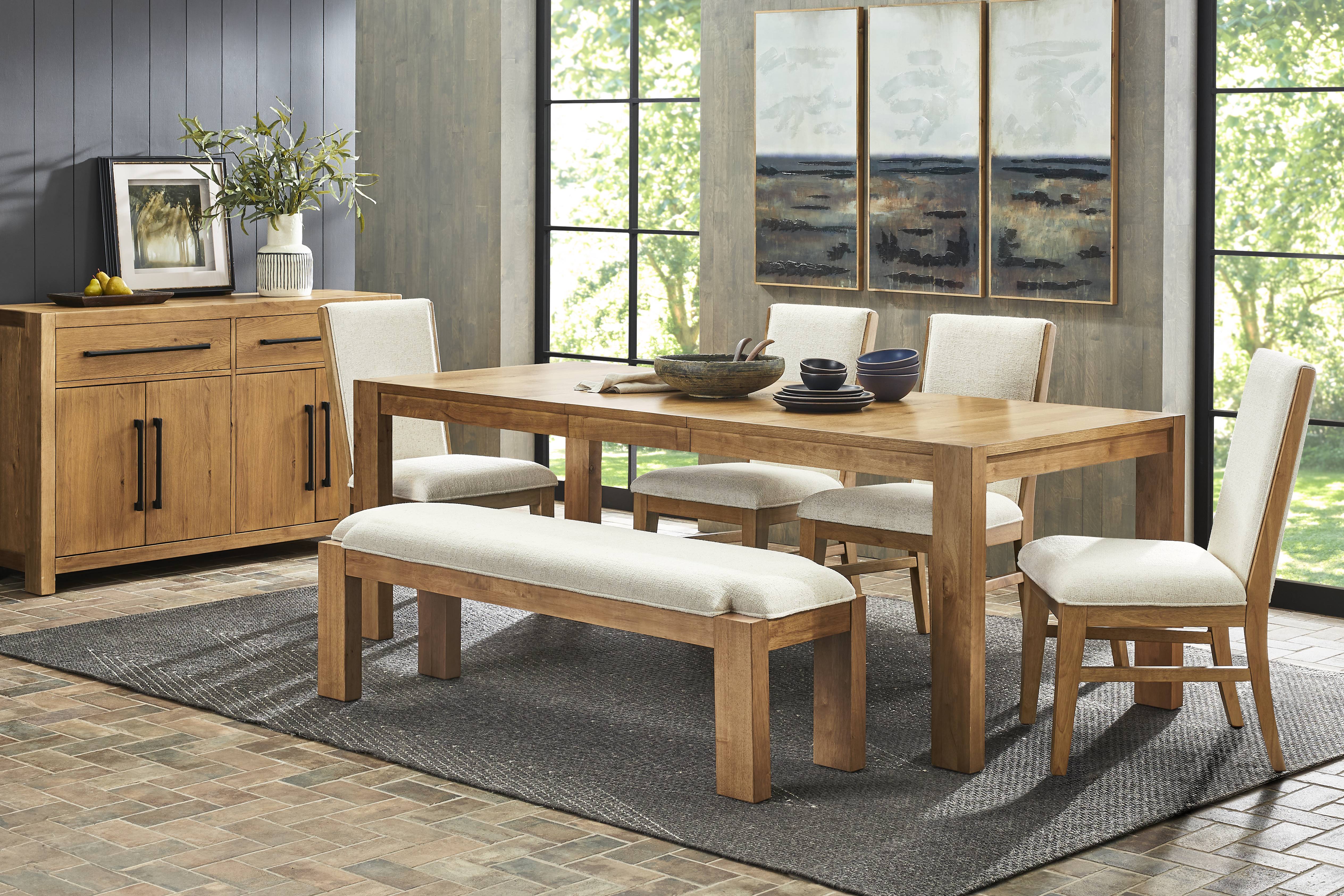 Ithaca Natural 6 Pc Dining Room with Upholstered Chairs - Thumbnail - Image 1