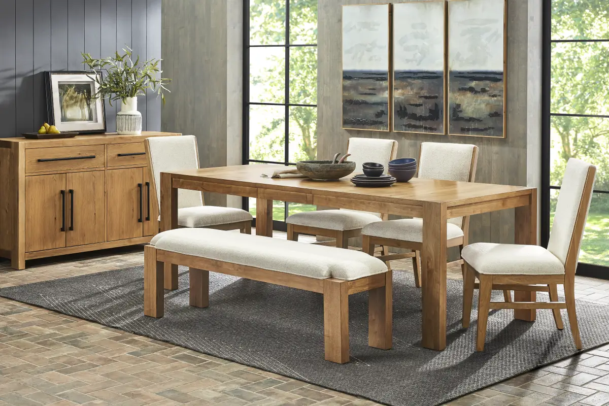 Ithaca Natural 6 Pc Dining Room with Upholstered Chairs